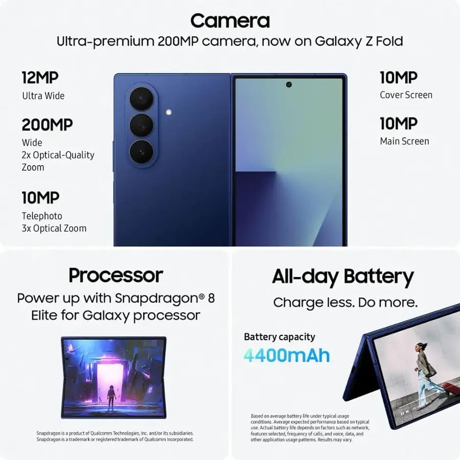 Samsung Galaxy Z Fold7 Cell Phone, 512GB AI Smartphone, Unlocked Android, AI Pho...