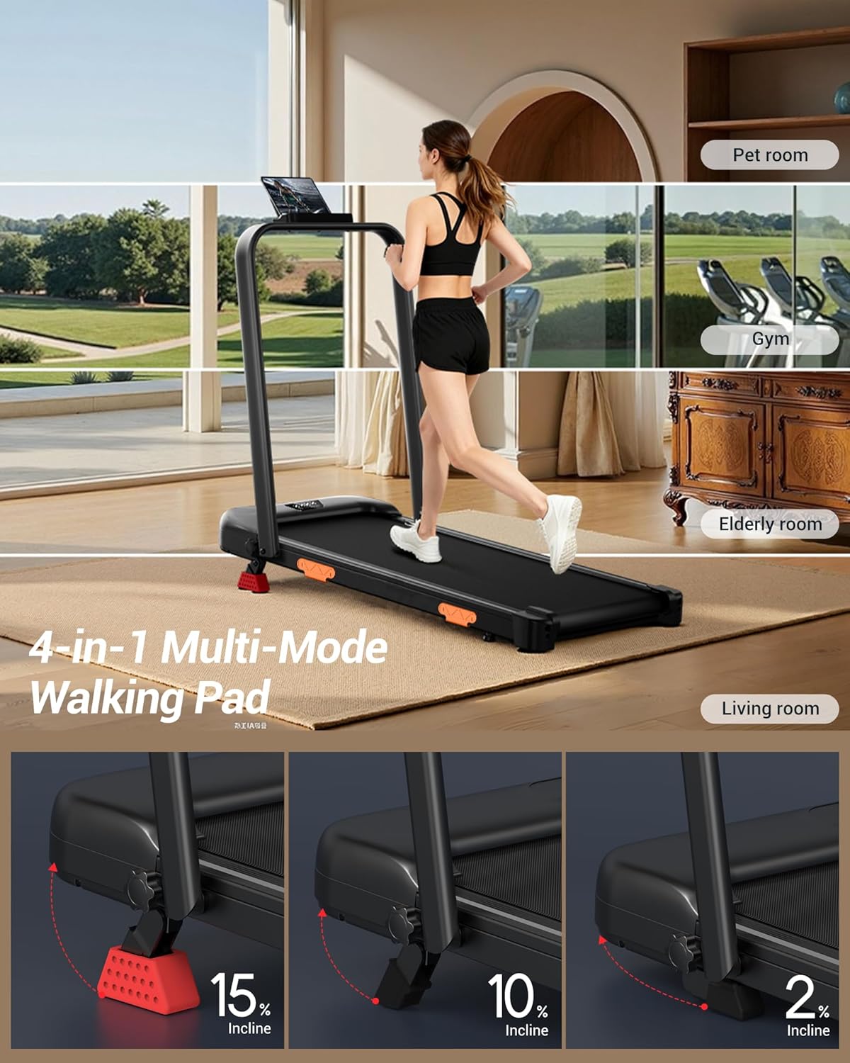 3-in-1 Foldable Treadmill, High-Capacity Treadmill for Home and Office, Innovati...