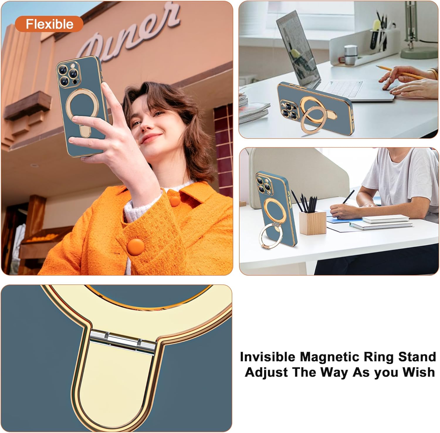 iPhone 15 Pro Max Case, High-Quality Case with Magnetic Ring Stand, Innovative P...