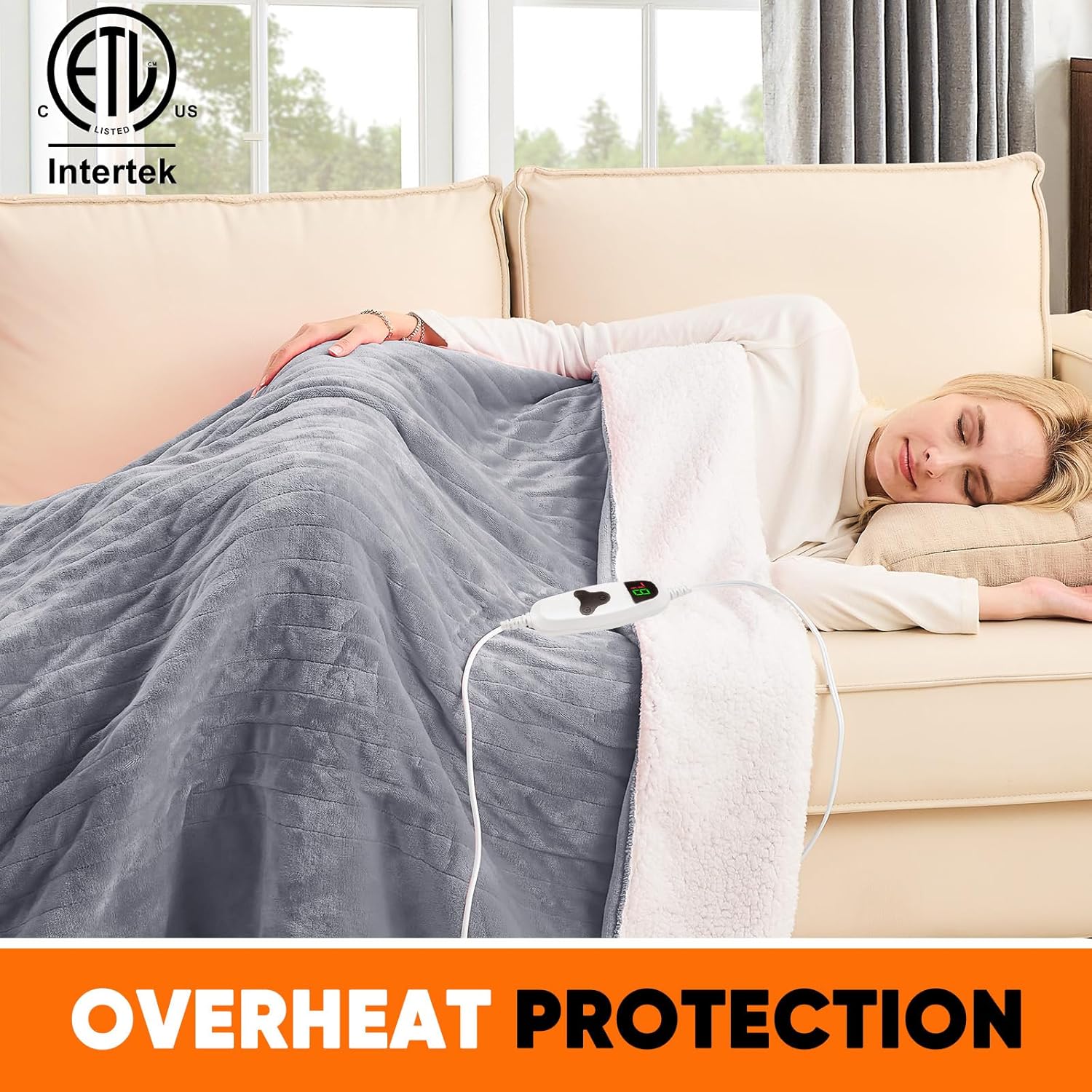 greenoak Heated Blanket Electric Throw 50"X60", Heating Blanket with 10 Heat Lev...
