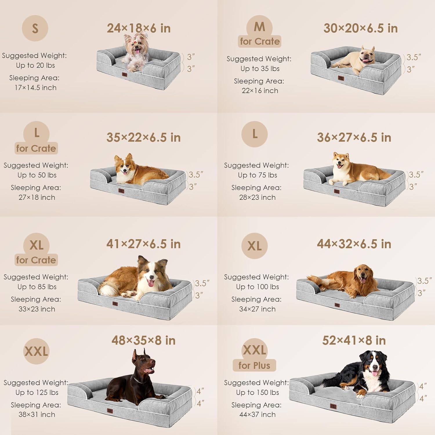 EHEYCIGA Orthopedic Dog Beds for Extra Large Dogs 44x32Inch, Waterproof Memory F...