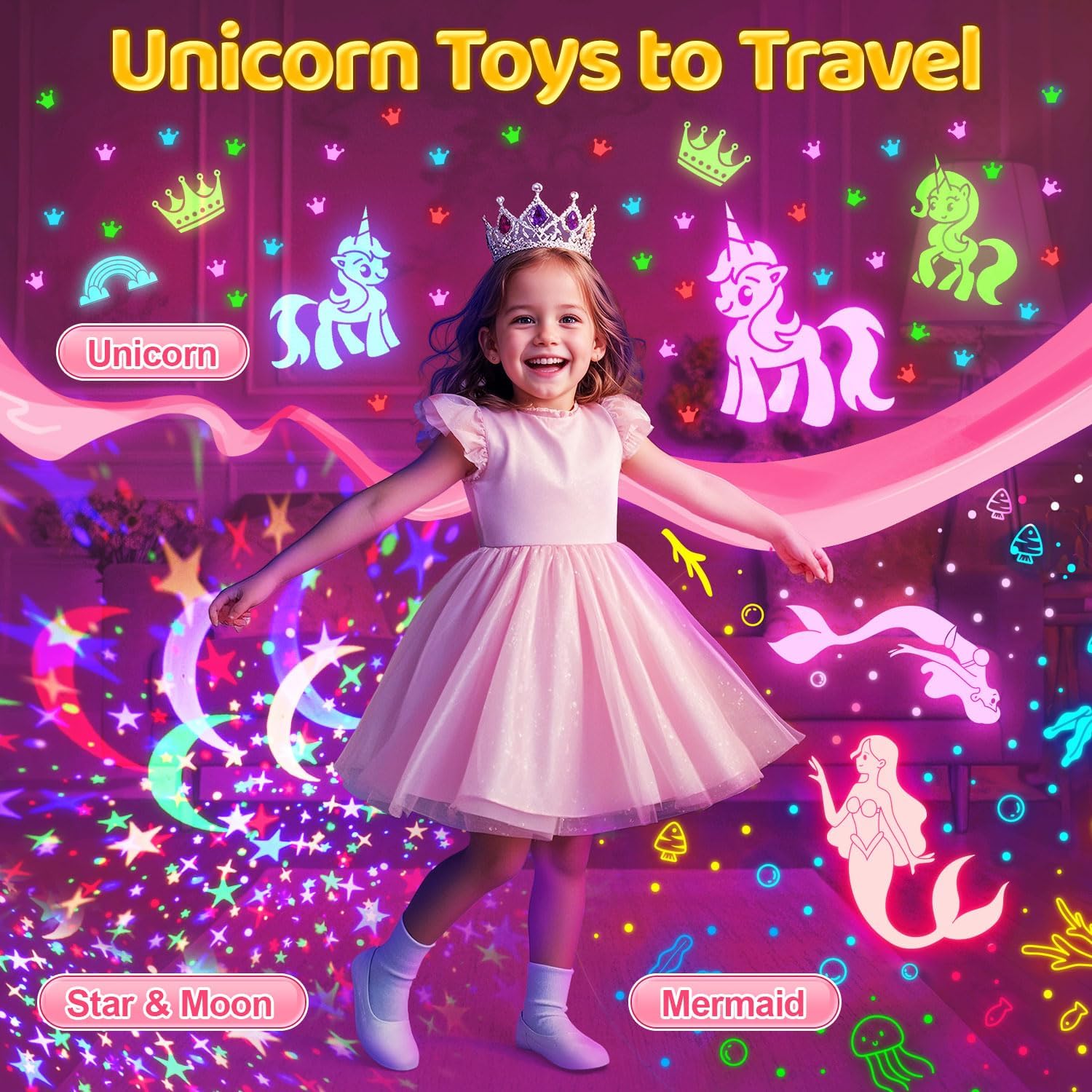 COOLNIGHT Unicorn Gifts for Girls,【93 Modes+Remote】 Sensory Lights, 3 Timer&3...
