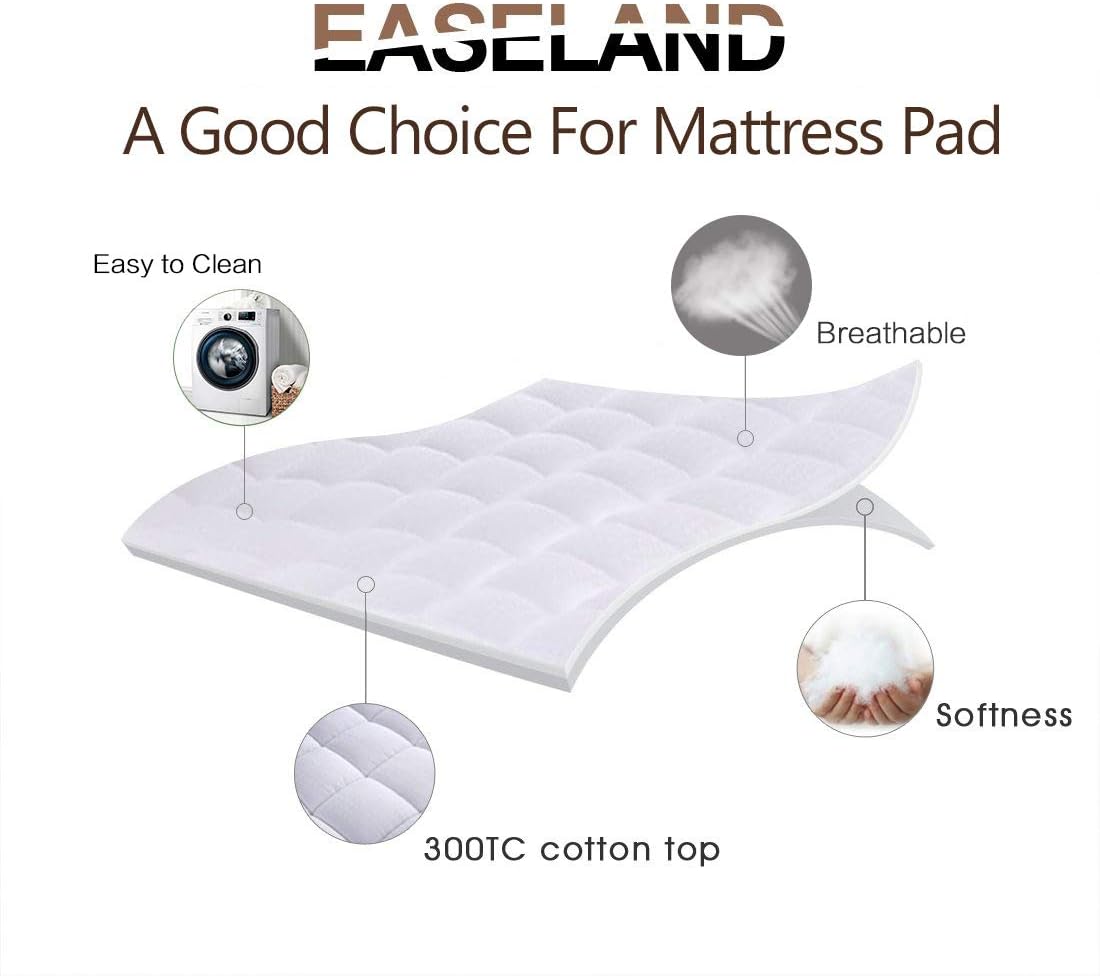 EASELAND King Size Mattress Pad Pillow Top Mattress Cover Quilted Fitted Mattres...