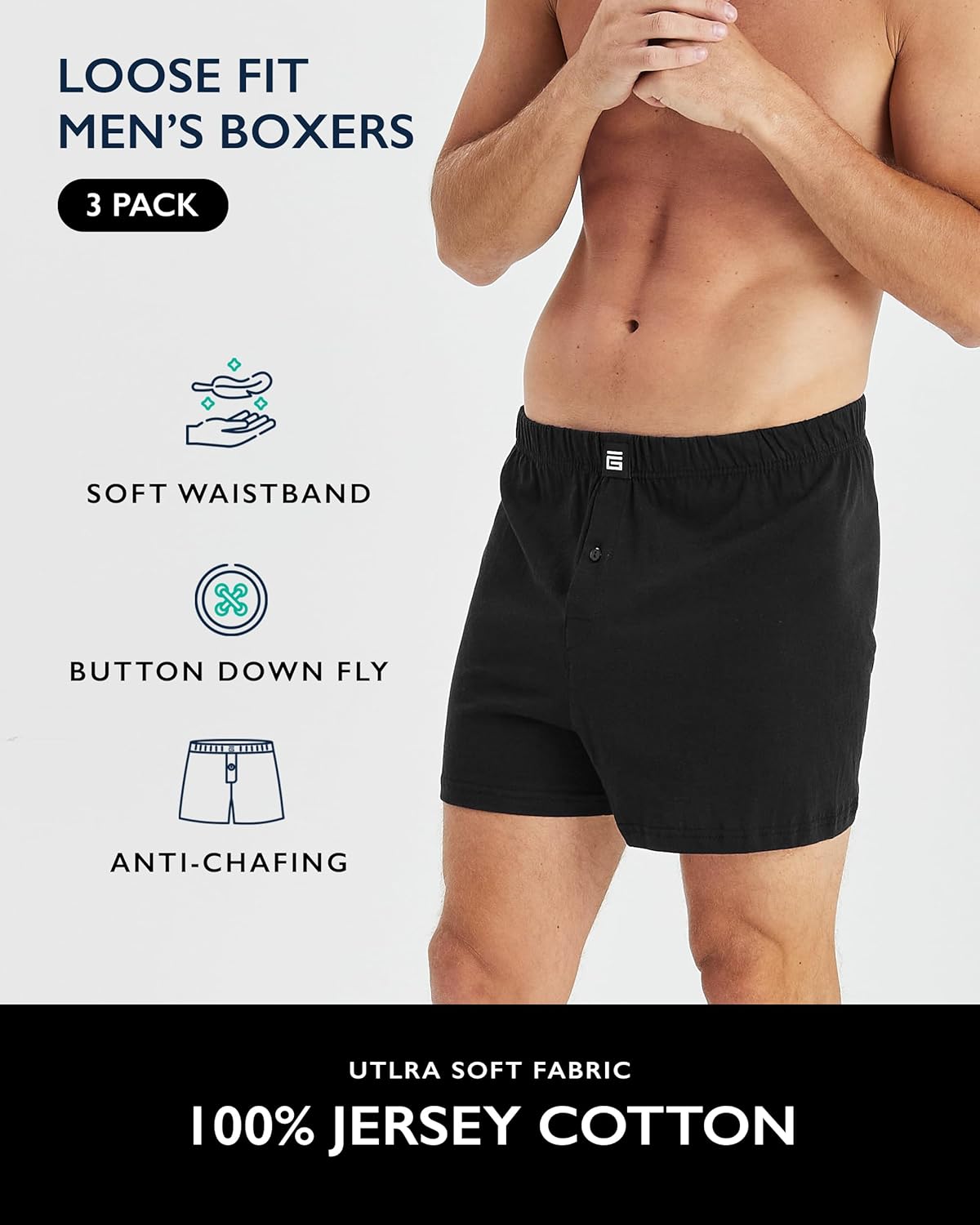 High-Quality Giovici Mens Boxers, Premium Loose Fit Underwear, Comfortable Super...