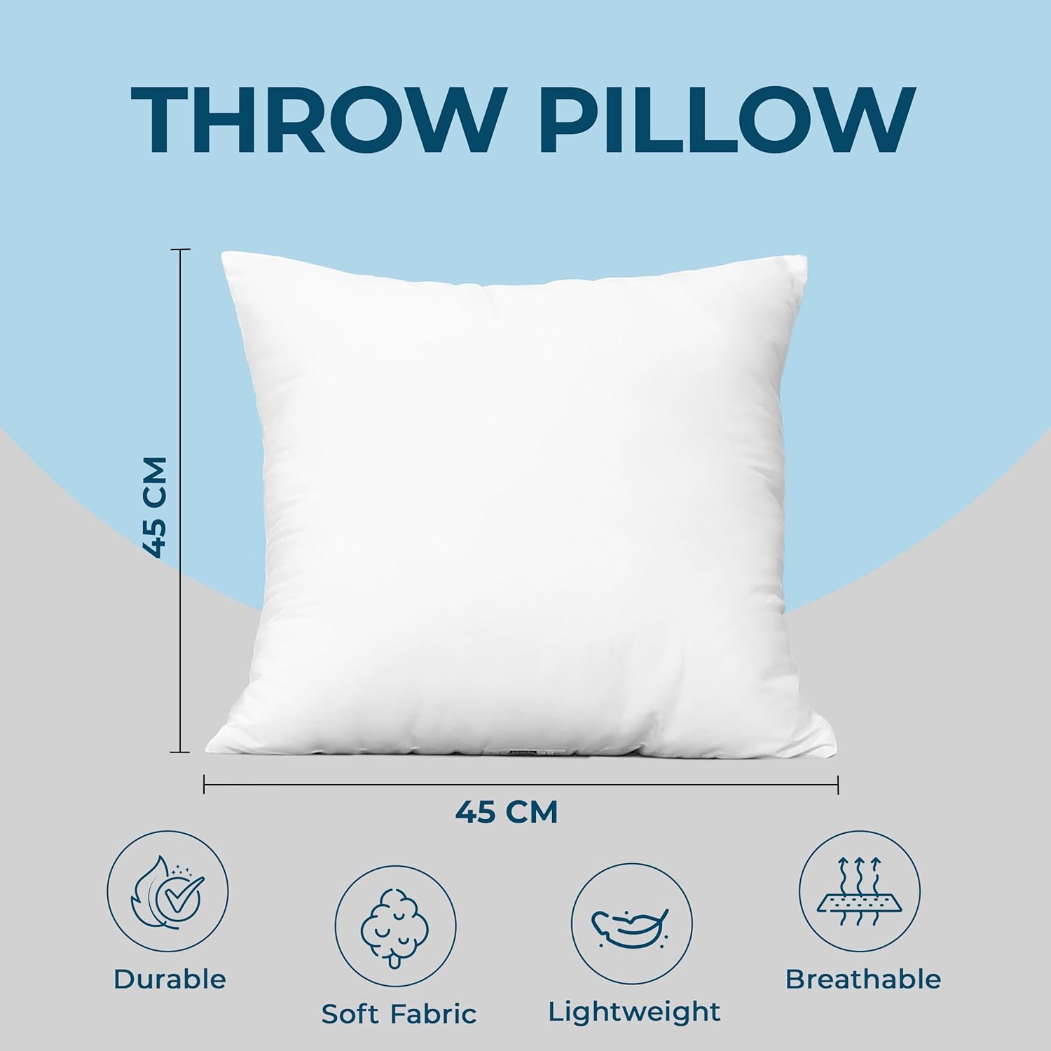 Utopia Bedding Cushion Inserts 45cm x 45cm (18x18 inch) Pack of 4 Hollowfibre In...