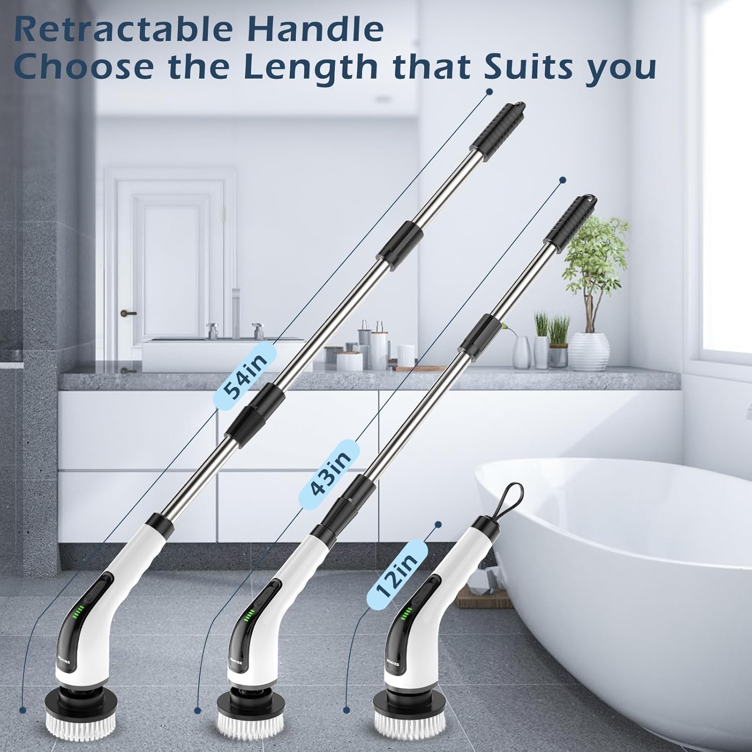 Bomves Electric Spin Scrubber, Cordless Cleaning Brush Scrubber for Home, 8 Repl...