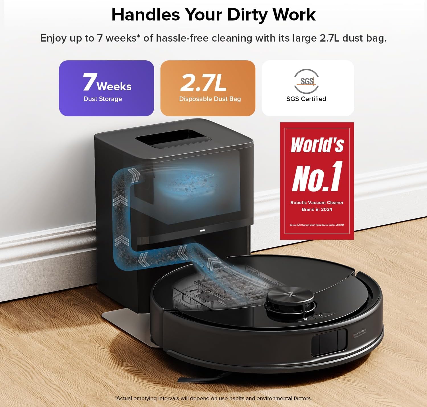 roborock Q10 S5+ Robot Vacuum Cleaner with Mop, 10,000Pa Suction, Self-Emptying,...