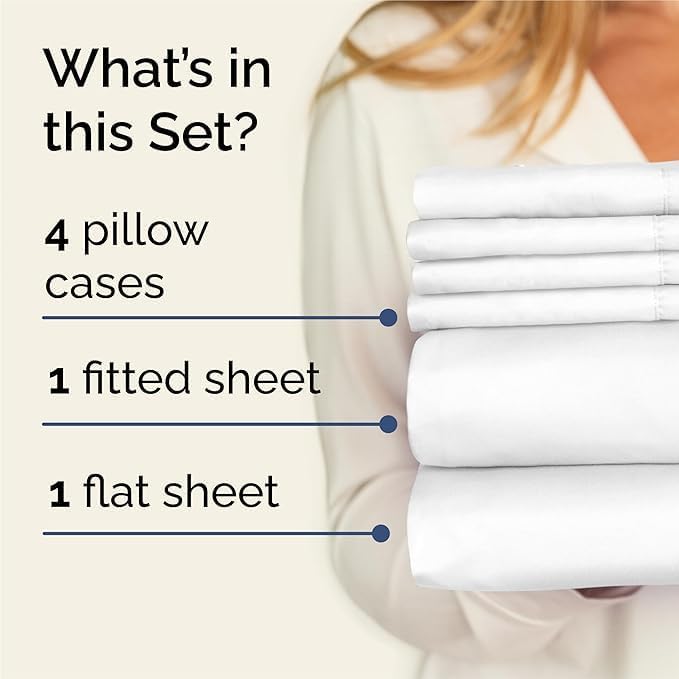 Queen 6 Piece Sheet Set - Comfy, Breathable & Cooling - Hotel Luxury Bedding for...