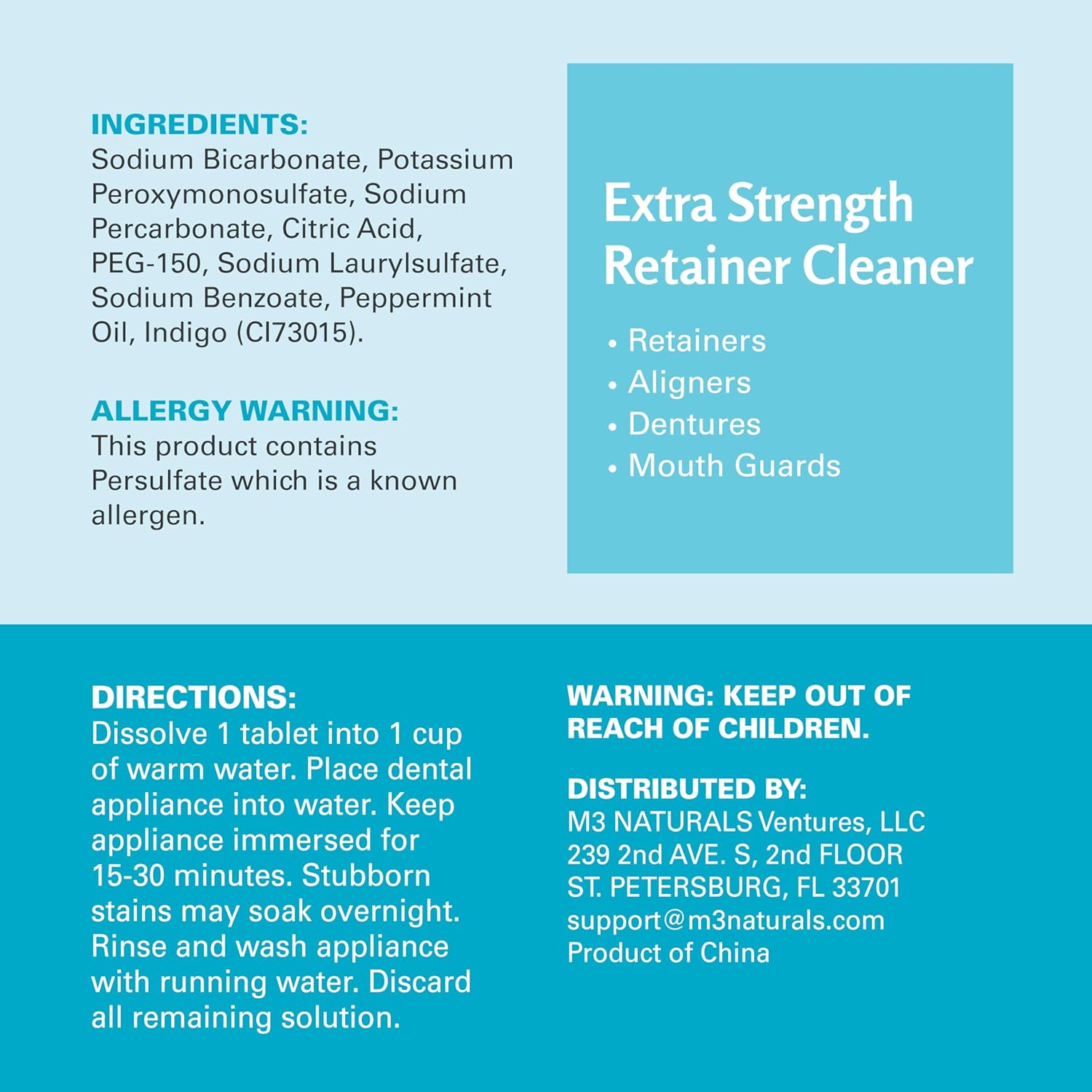 Retainer Cleanser Tablets Invisalign Cleaner, Removes Odors Discoloration Stains...