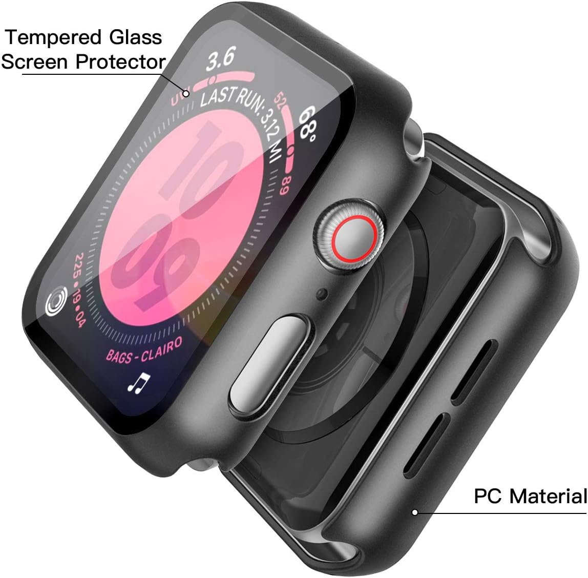 Piuellia 2 Pack Black Hard Case for Apple Watch SE3/SE2/SE/Series 6/Series 5/Ser...