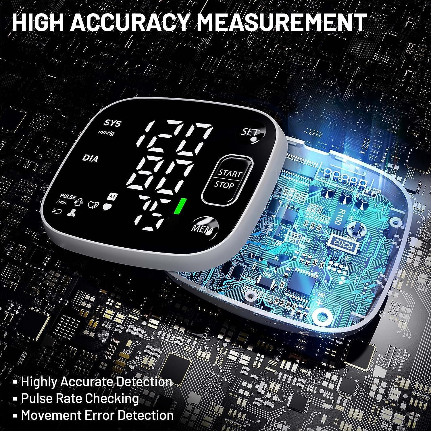 Oklar Blood Pressure Monitors for Home Use Rechargeable Wrist Digital BP Machine...