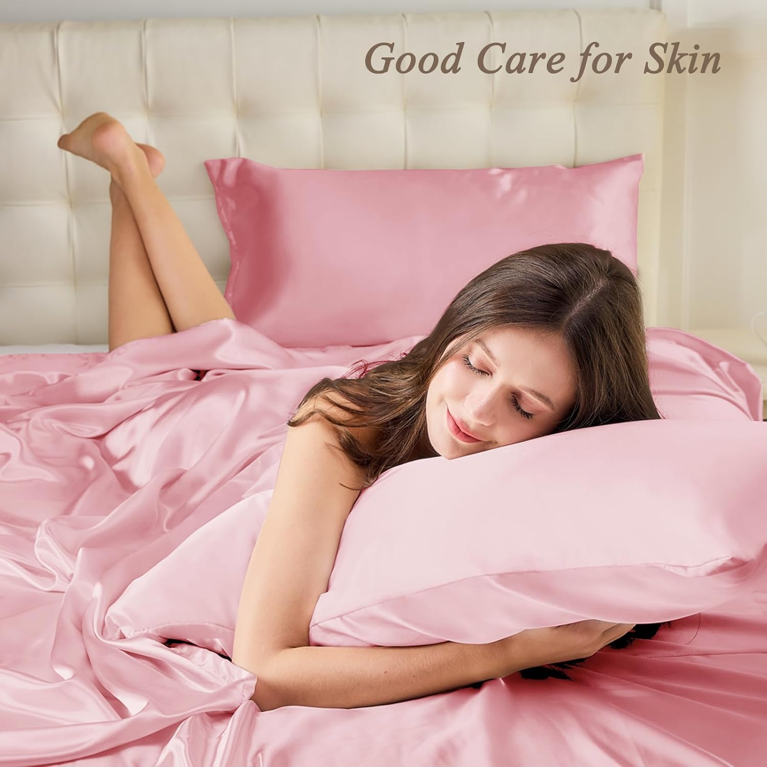Luxurious Vielit Satin Pillowcase Set, Premium Cooling Pillowcases Soft as Silk...