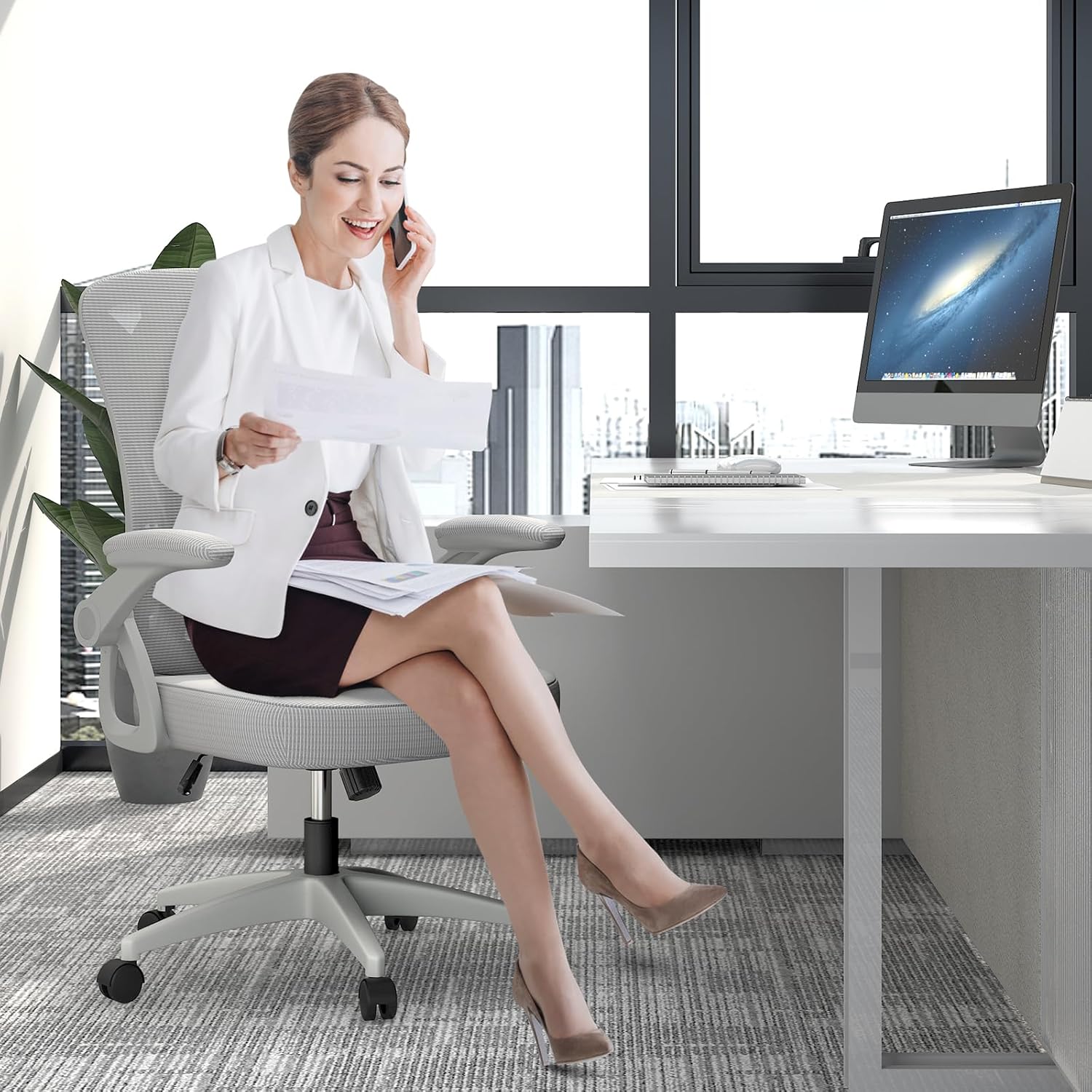 High-Quality naspaluro Ergonomic Office Chair, Special Desk Chair with 90° Flip-...
