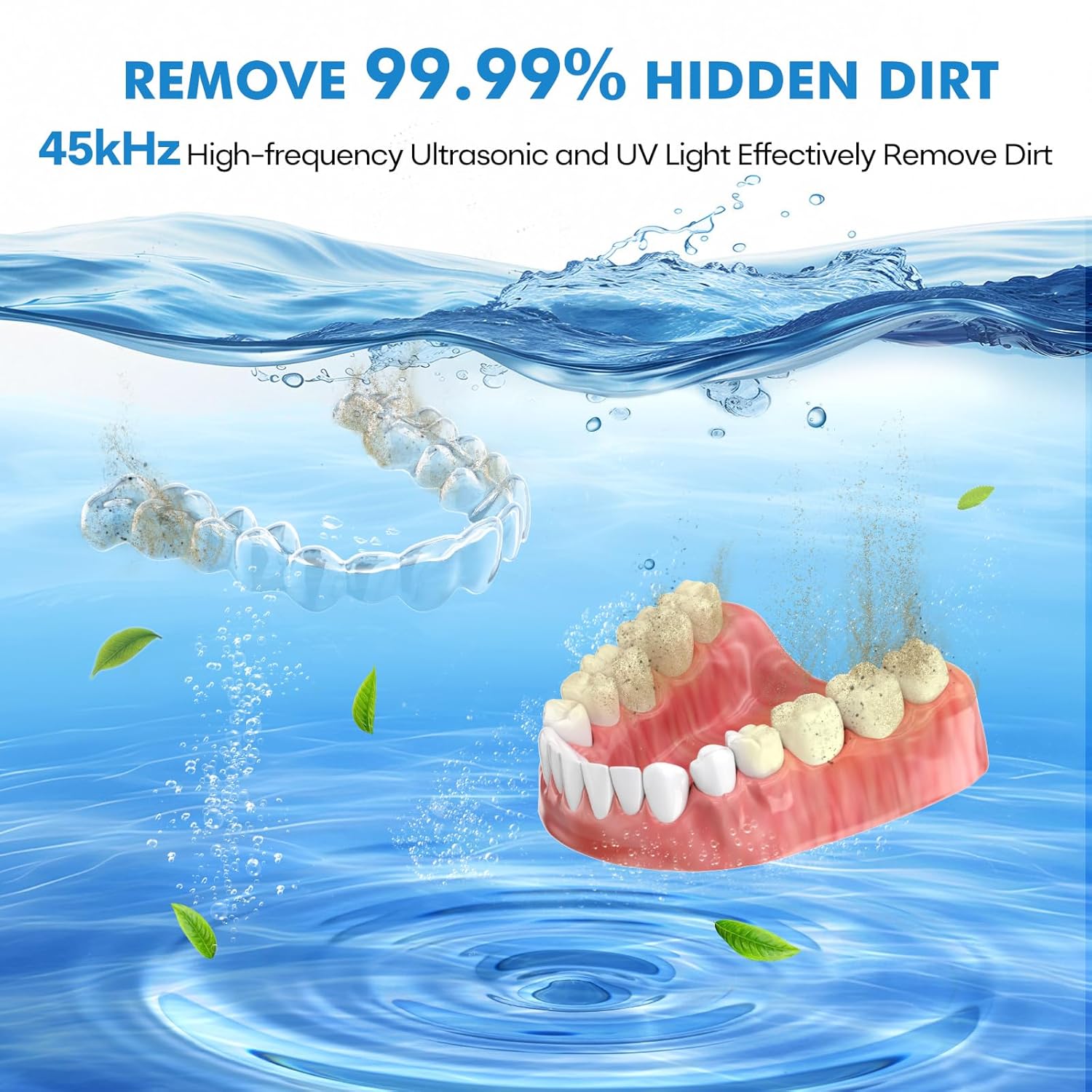 Upgraded Ultrasonic Retainer Cleaner Machine, 45kHz Ultrasonic Dentures Cleaner...