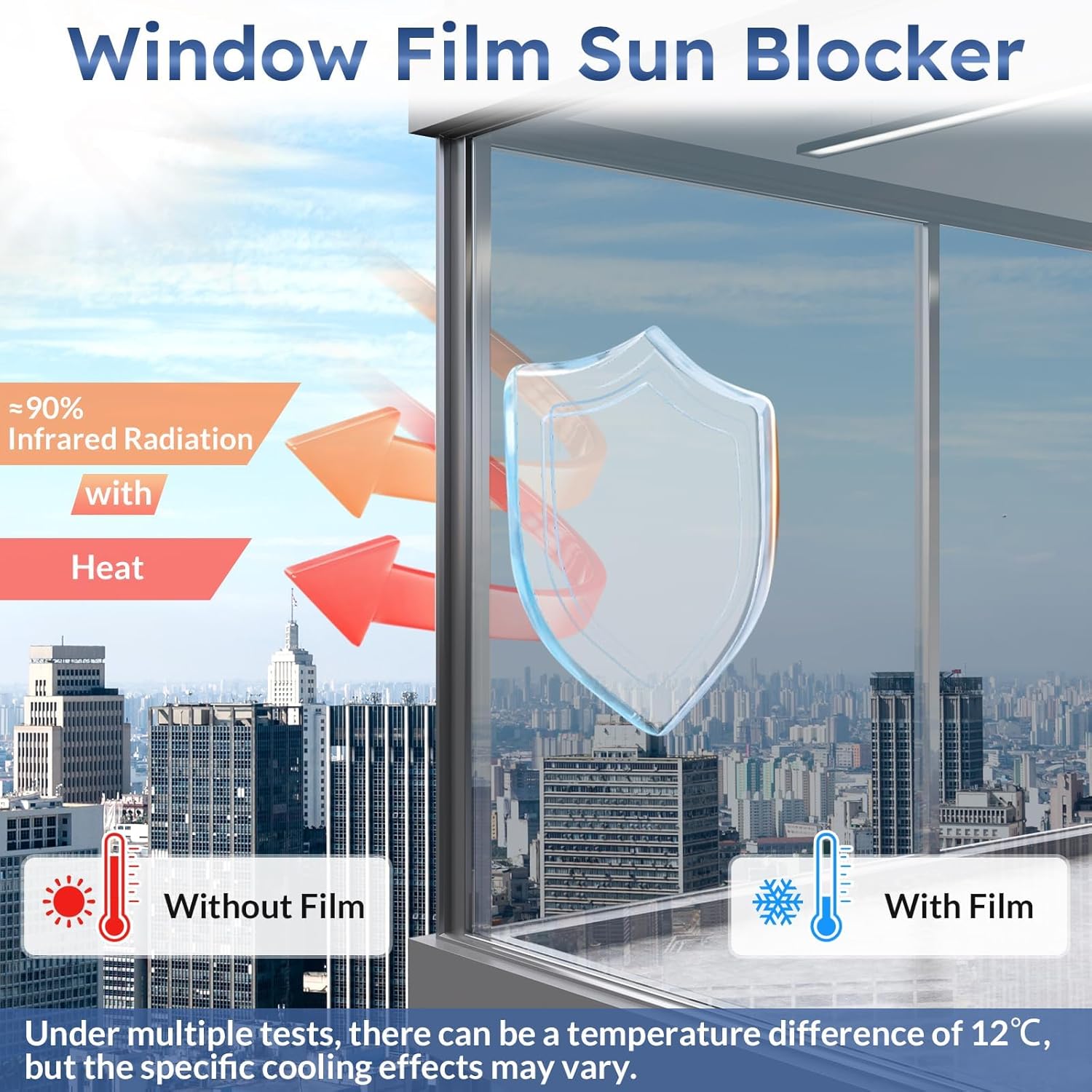 rabbitgoo Heat Reflective Window Film Privacy Film for Glass Windows, One Way Mi...