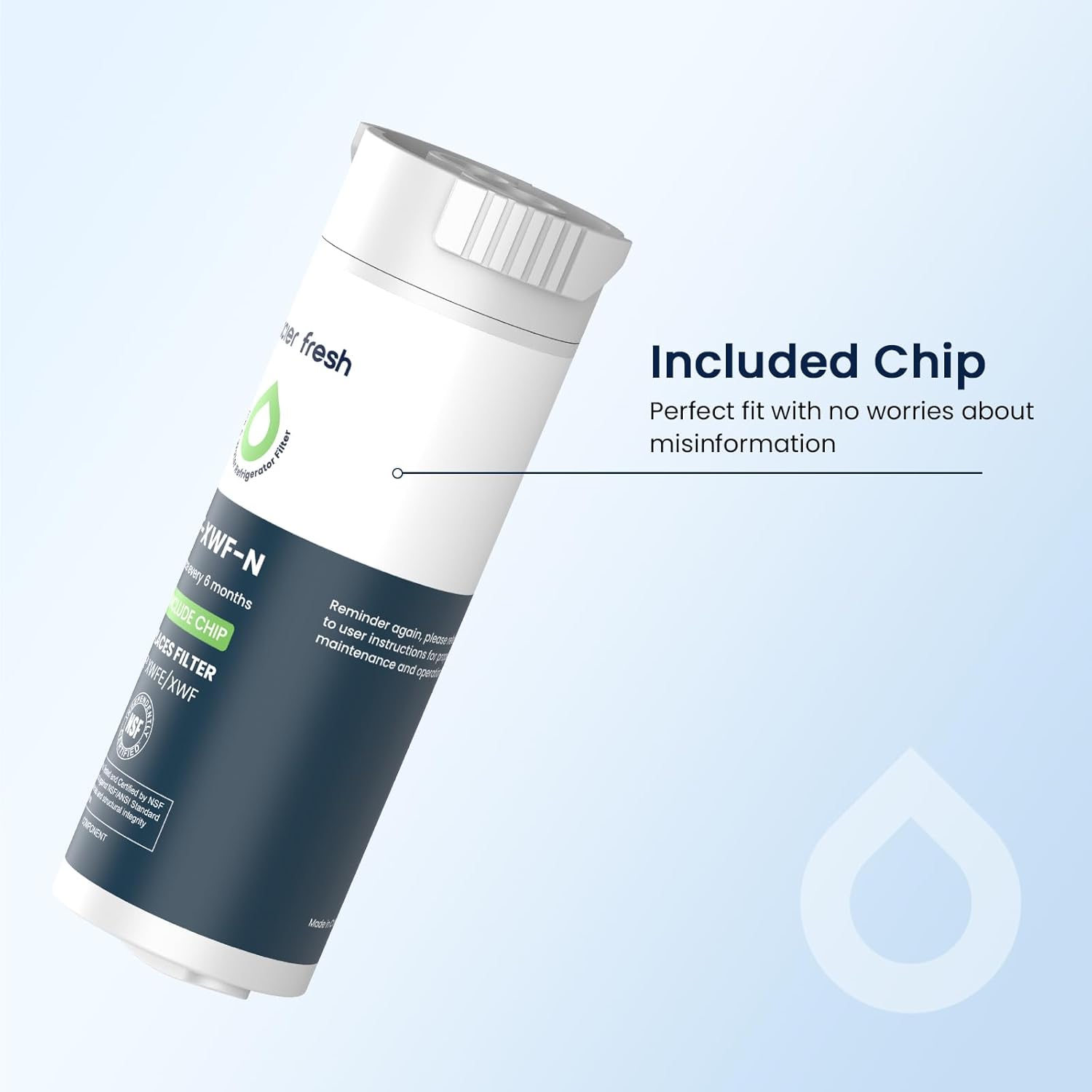 GLACIER FRESH Water Filter Compatible with XWFE (Built-in CHIP), Replacement for...