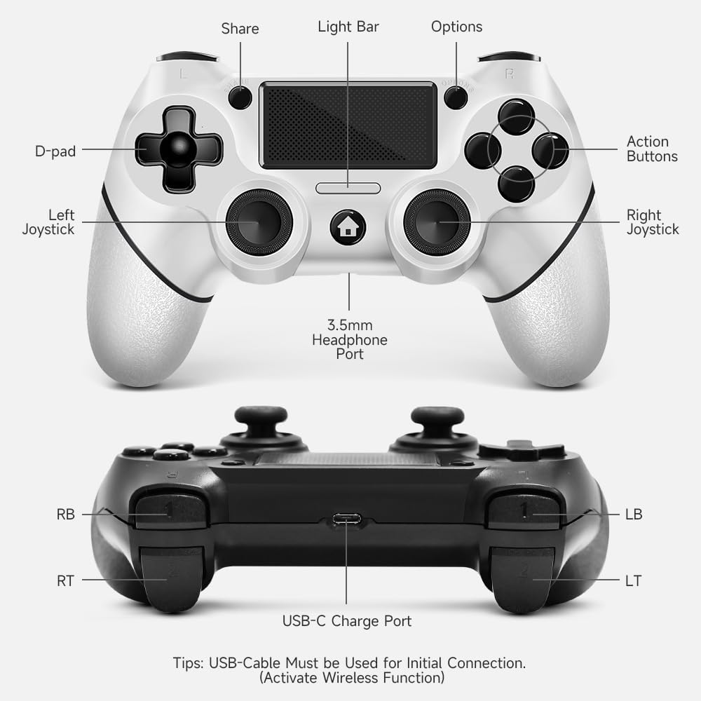 AceGamer 2 Pack Wireless Controller for PS4，Game Controller for PS4/Pro/Slim/PC...