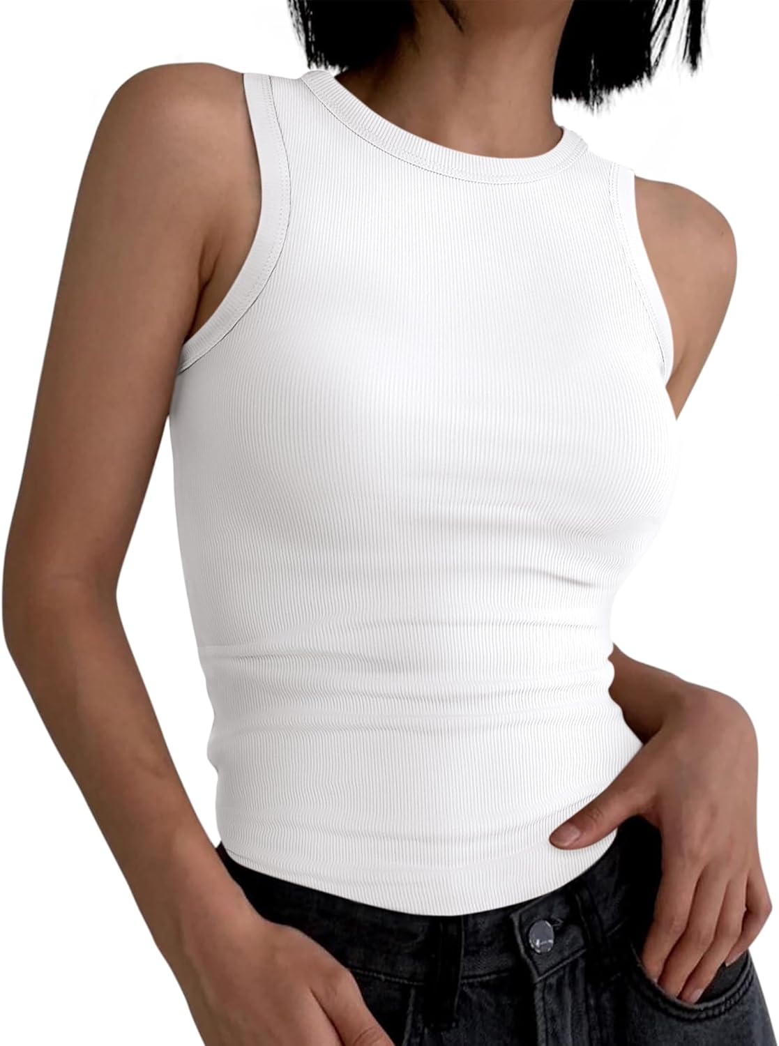 ANRABESS Womens Sleeveless High Neck Tank Tops Fashion Summer Casual Basic Slim...