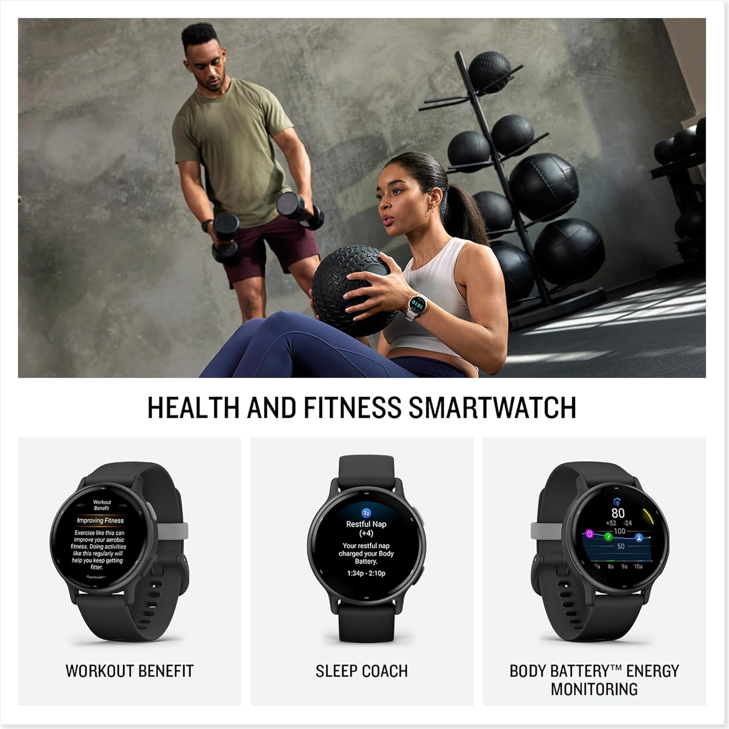 Garmin vívoactive 5 GPS Smartwatch, AMOLED Touchscreen Ivory