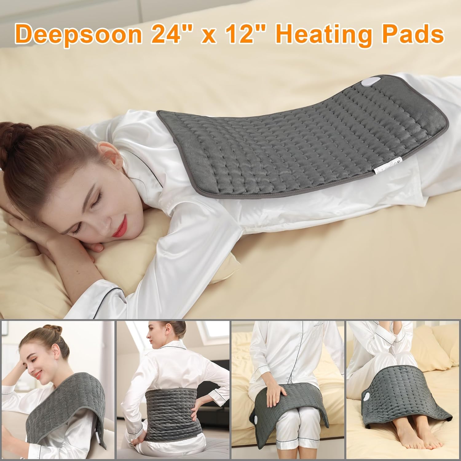Deepsoon Heating Pad, Electric Heating Pads for Back and Neck, High-Quality Mois...