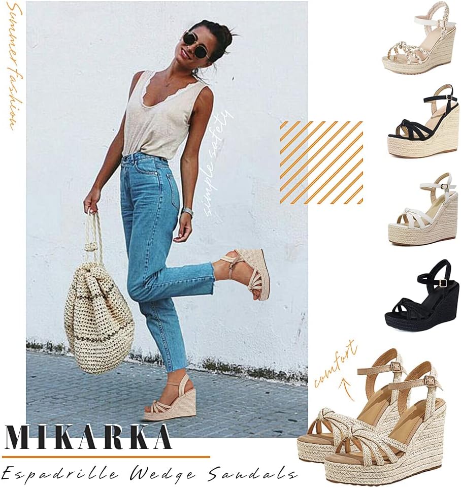 mikarka Women's Sandals, Open Toe Platform Ankle Strap Sandals, Innovative Espad...