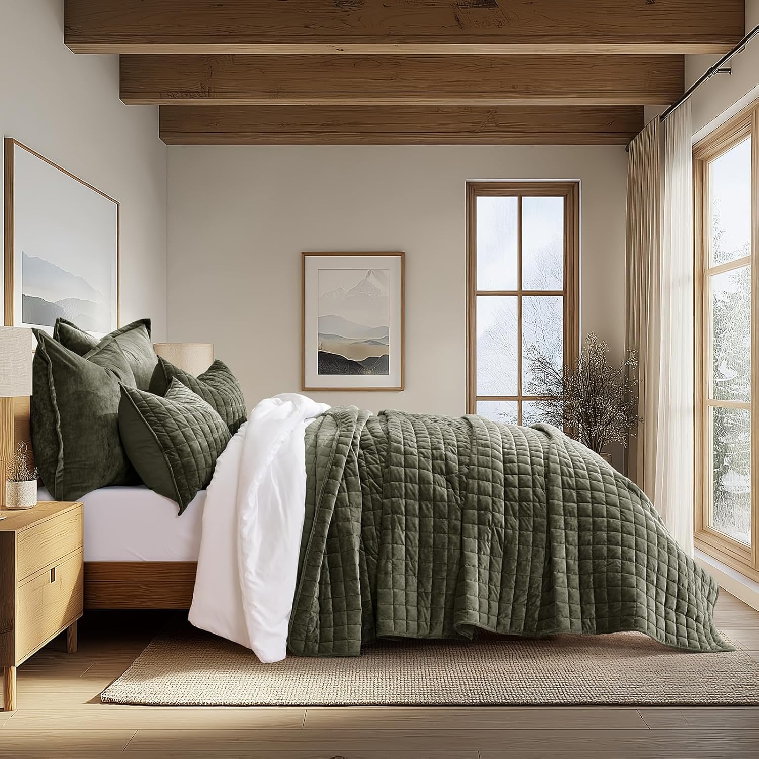 RECYCO Luxury Velvet Quilt Set King Size, Lightweight Velvet Comforter Set, Over...