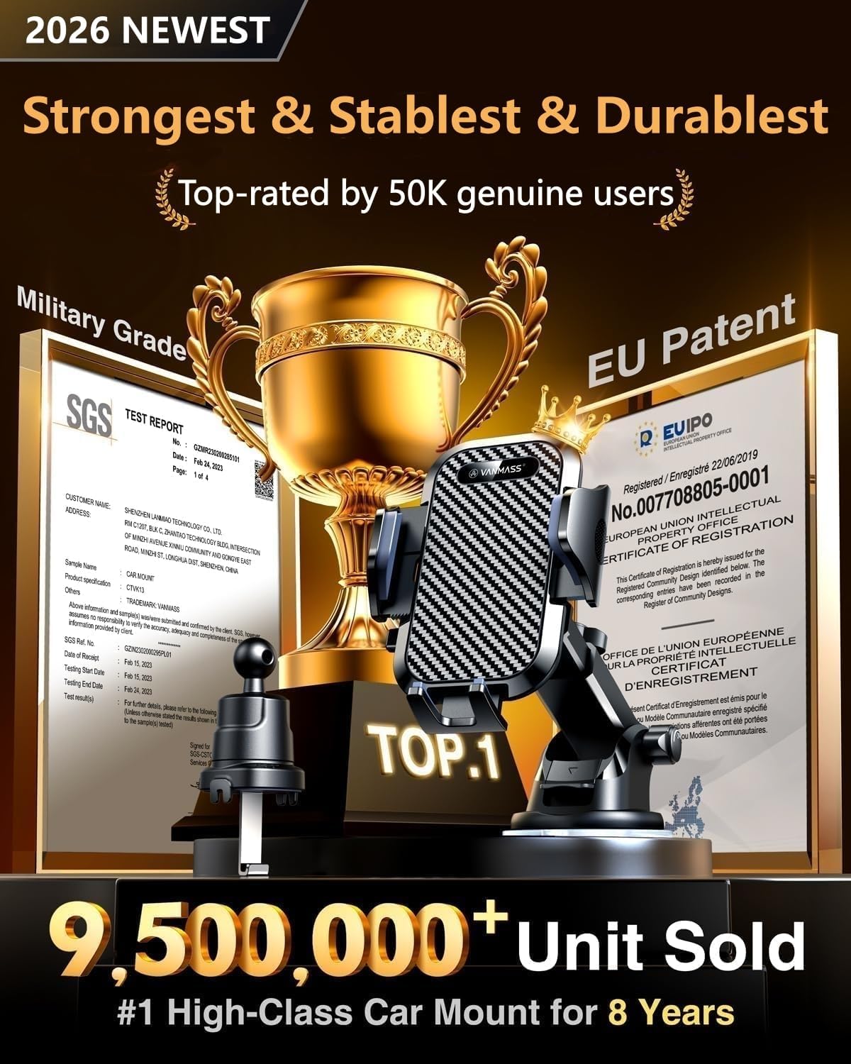 VANMASS 2026 BEST Car Phone Holder [Strongest & Stablest & Durablest]Military-Gr...