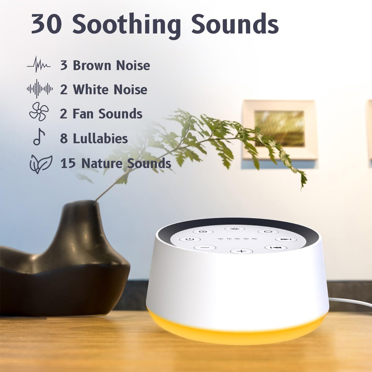 Brown Noise Machine White Noise Machine with 30 Soothing Sounds for Sleeping 12...