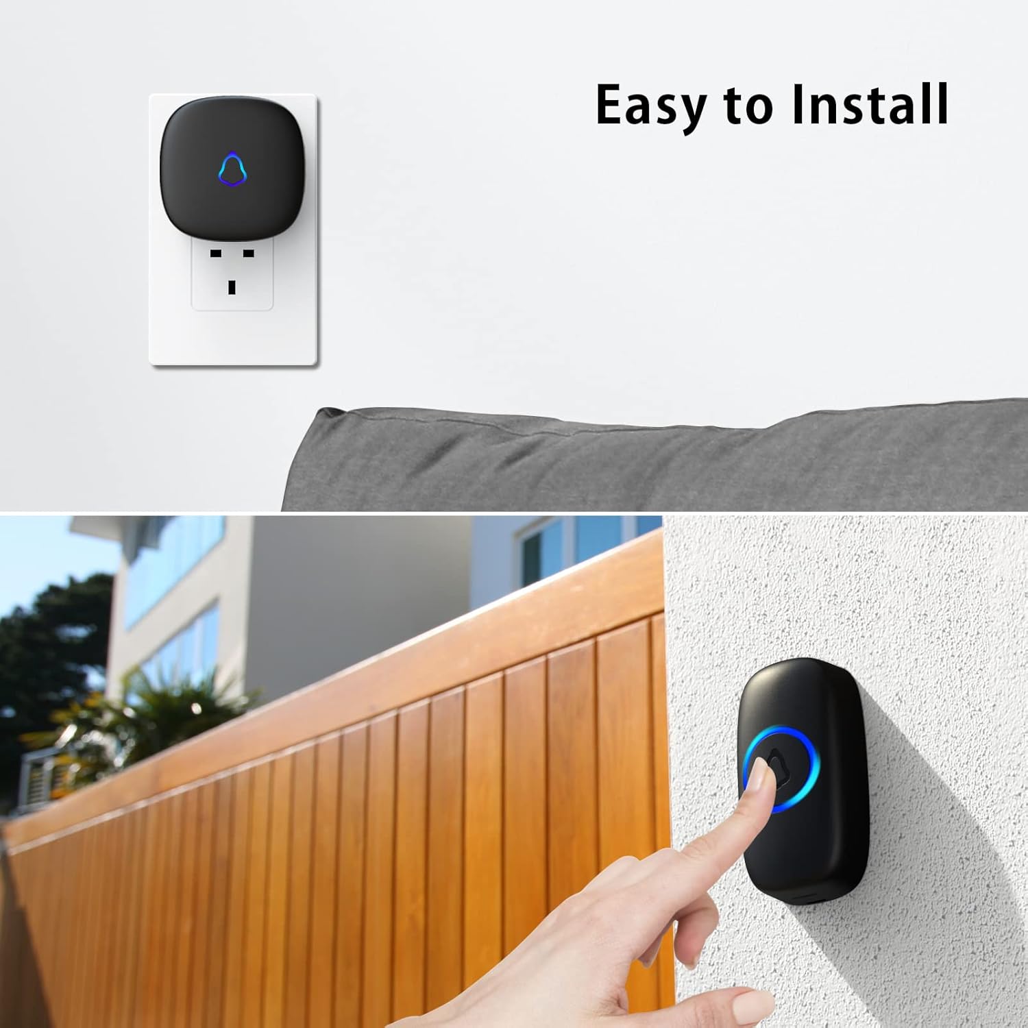 SECRUI Wireless Doorbell, Plug in Waterproof Battery Operated Cordless Doorbell...