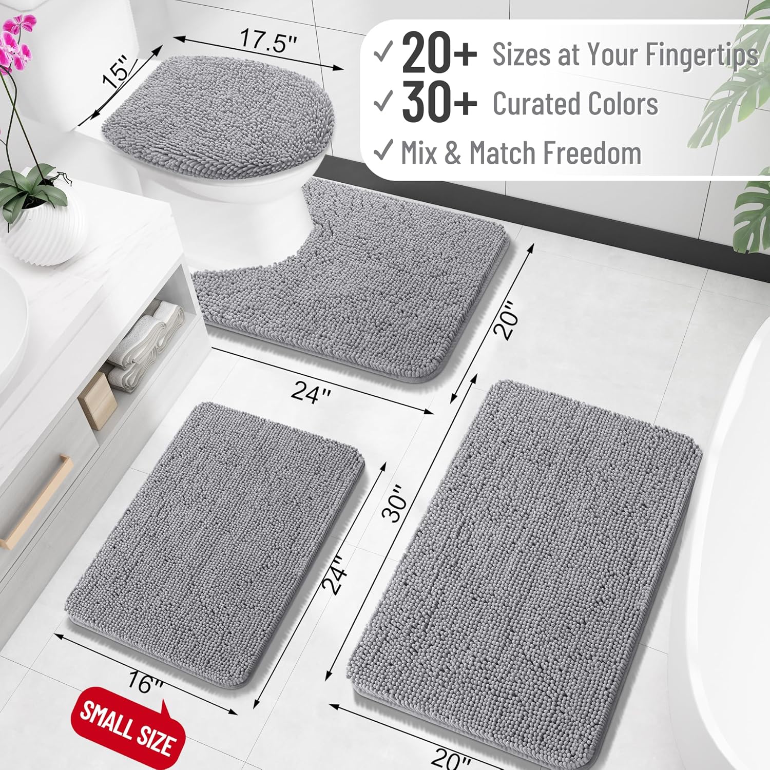 OLANLY Bathroom Rugs 30x20, Extra Soft Absorbent Chenille Bath Rugs, Rubber Back...