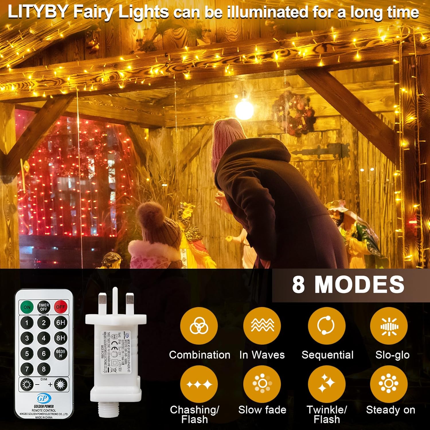 LITYBY Fairy Lights Outdoor Waterproof, 25M/82ft 220LED Plug in String Lights In...