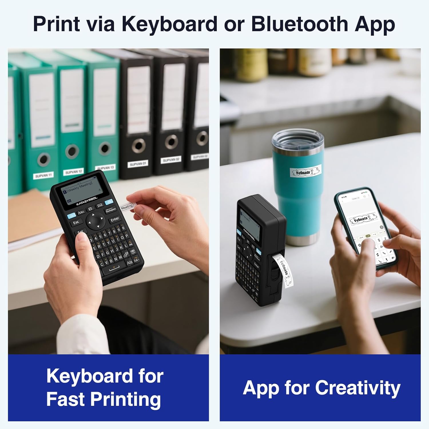 SUPVAN E11 Bluetooth Label Maker Machine with 4 Tapes, Support Keyboard & App wi...