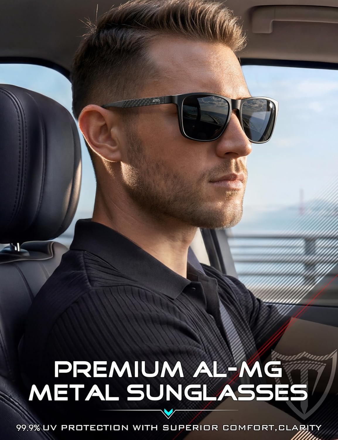 ATTCL Polarised Sunglasses Mens for Driving: UV400 Protection Square Shades AL-M...