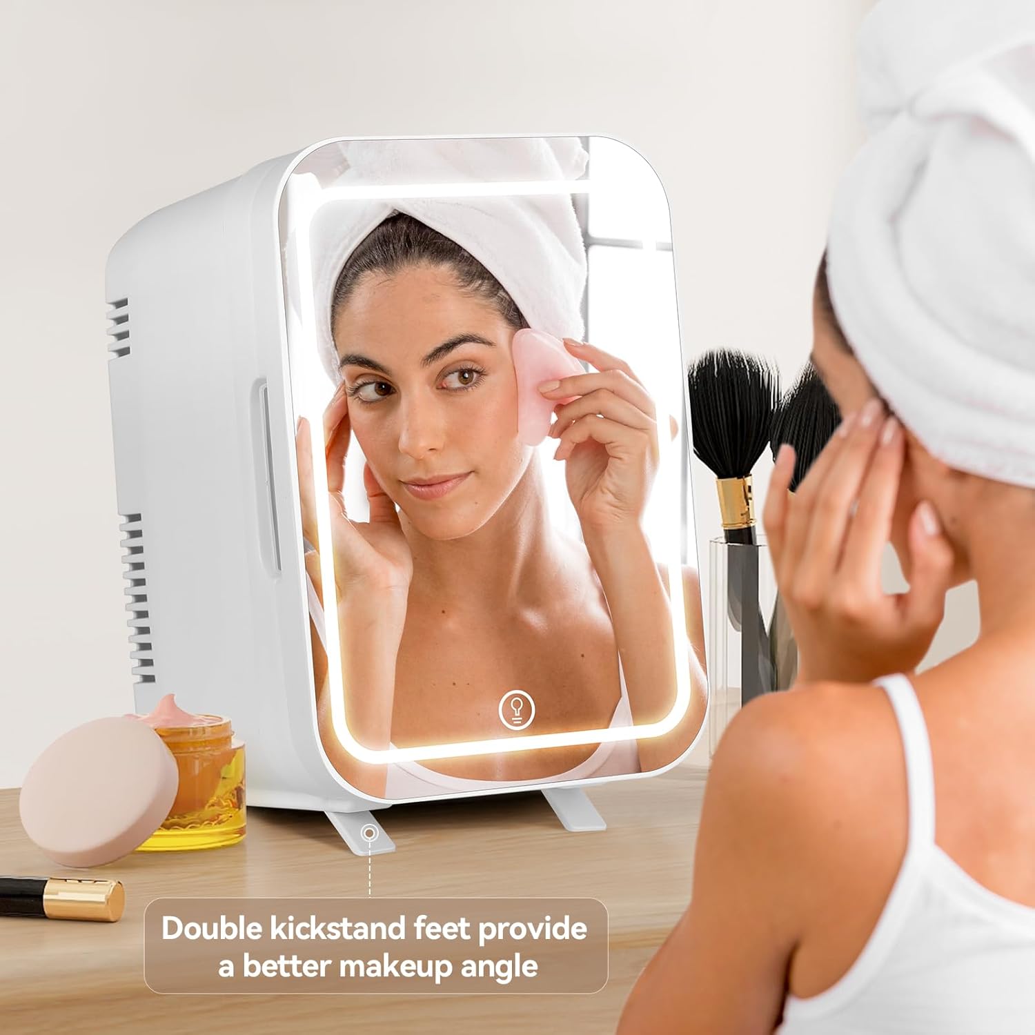 ARTETHYS Mini Fridge for Bedrooms 4L Skincare Beauty Fridge with LED Mirror Comp...