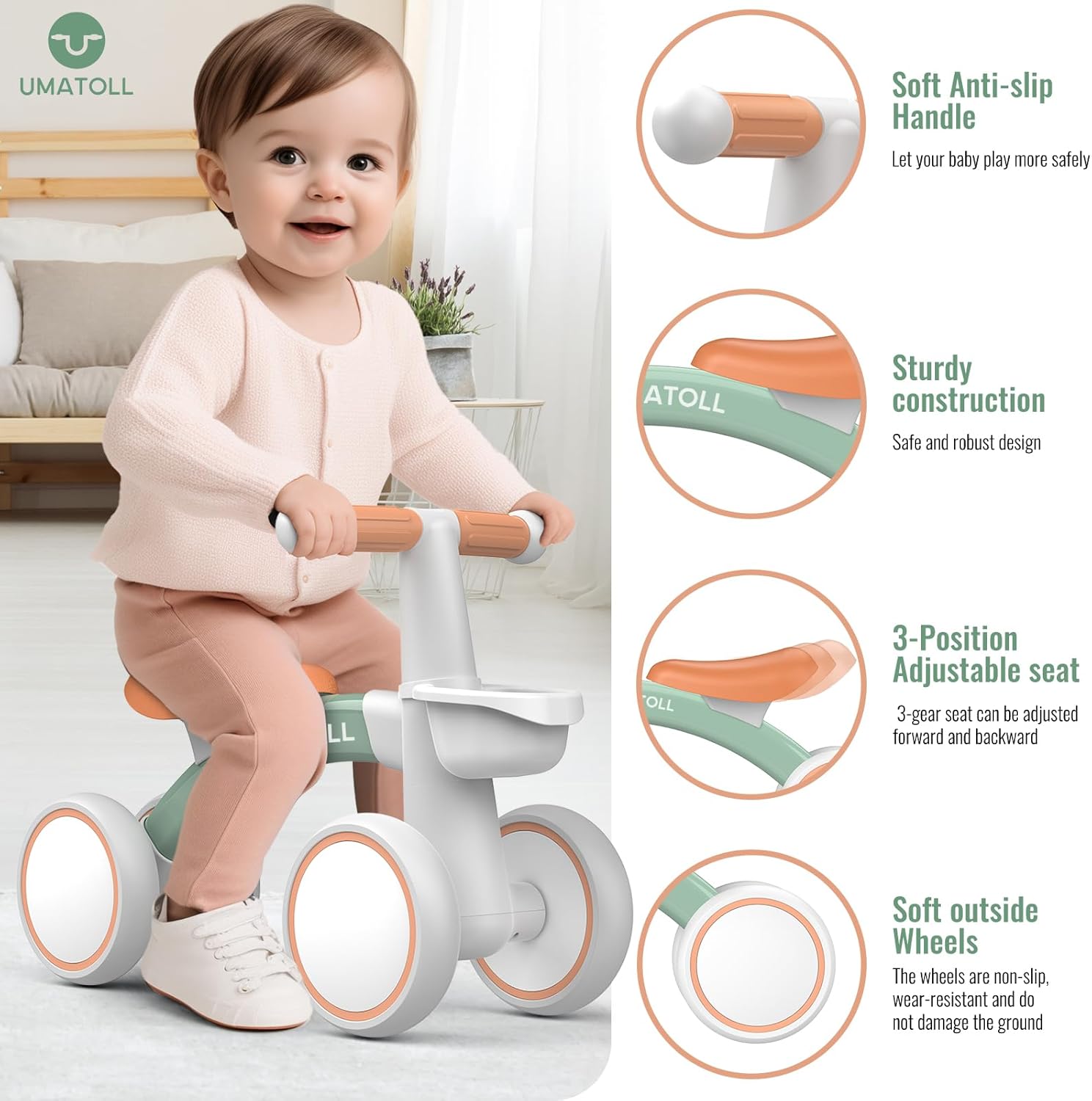 Umatoll Baby Balance Bike for 1 Year Old Boys Girls, 12-24 Months Toddler Balanc...