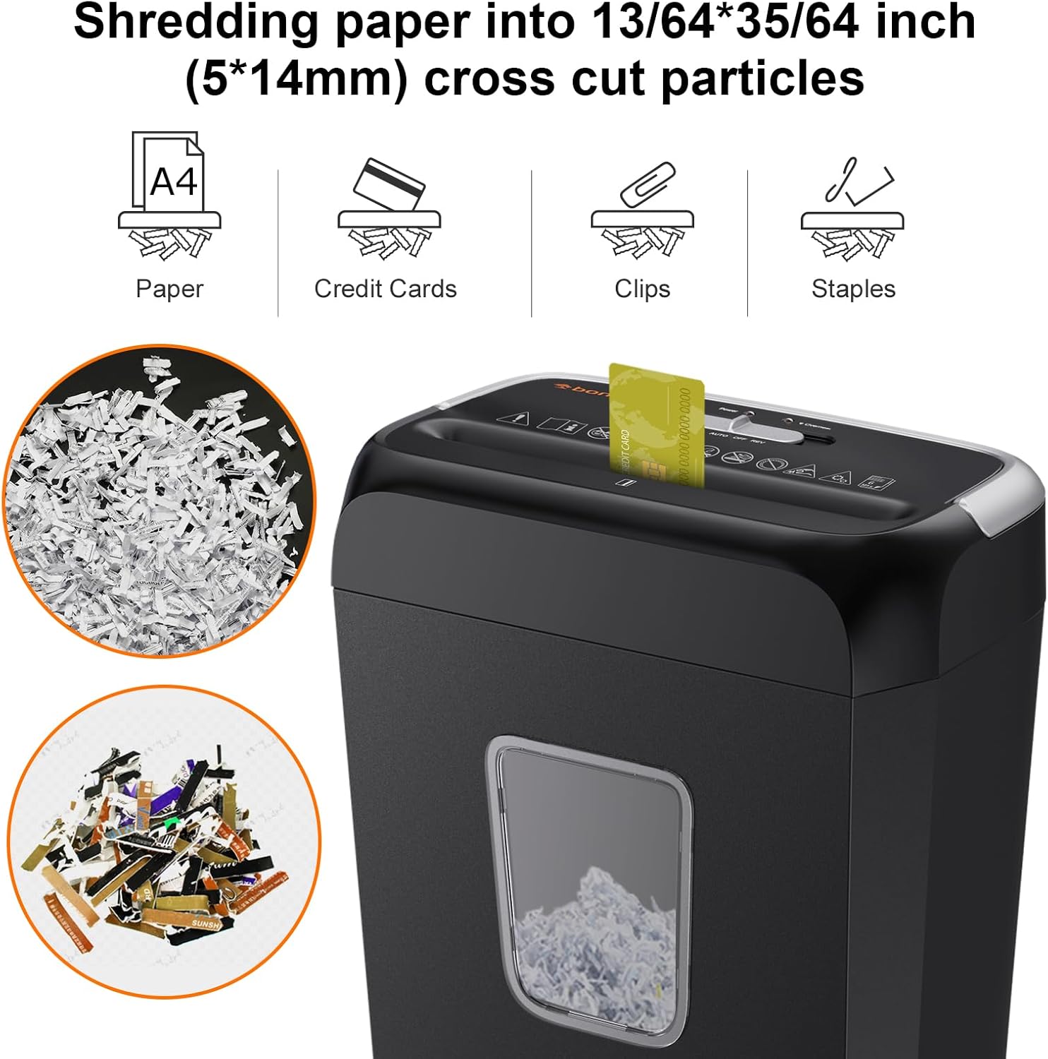 Bonsaii 6 Sheet Cross Cut Paper Shredder, Compact Shredder for Home & Small Offi...