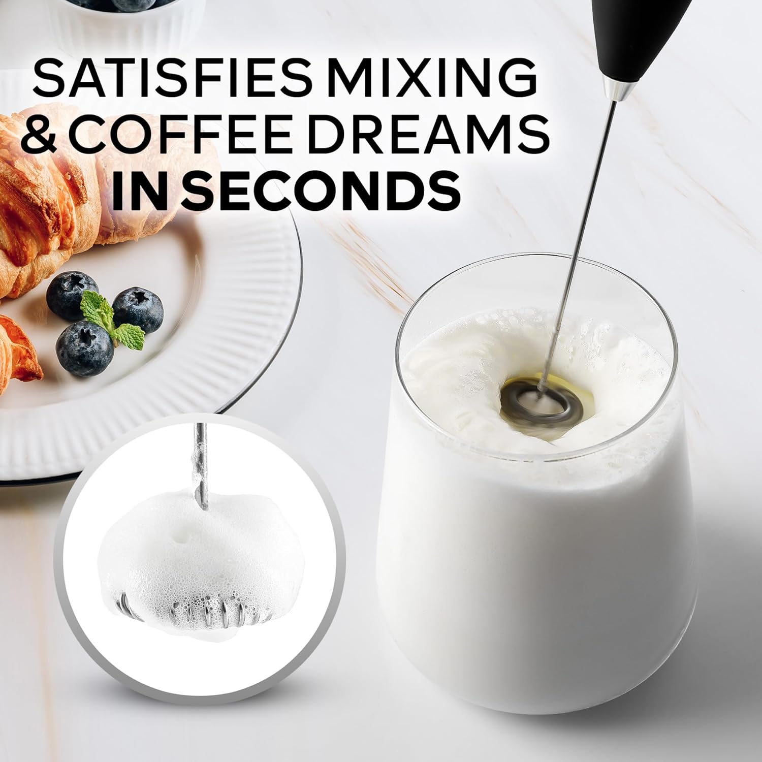 Zulay Kitchen Powerful Milk Frother Wand With 2 Duracell Batteries - Ultra Fast...