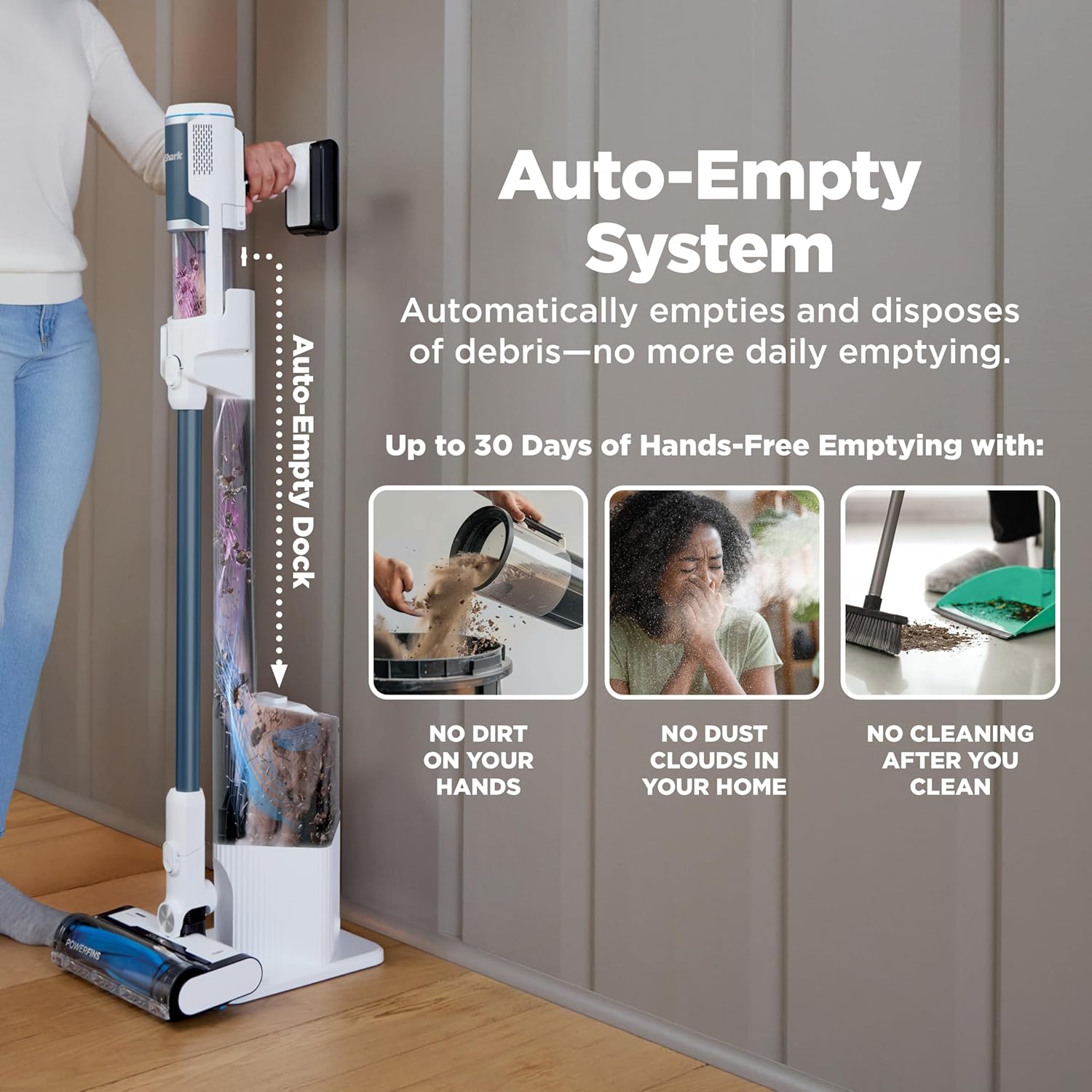 Shark Clean & Empty Cordless Stick Vacuum – Lightweight Cordless Vacuum with Aut...