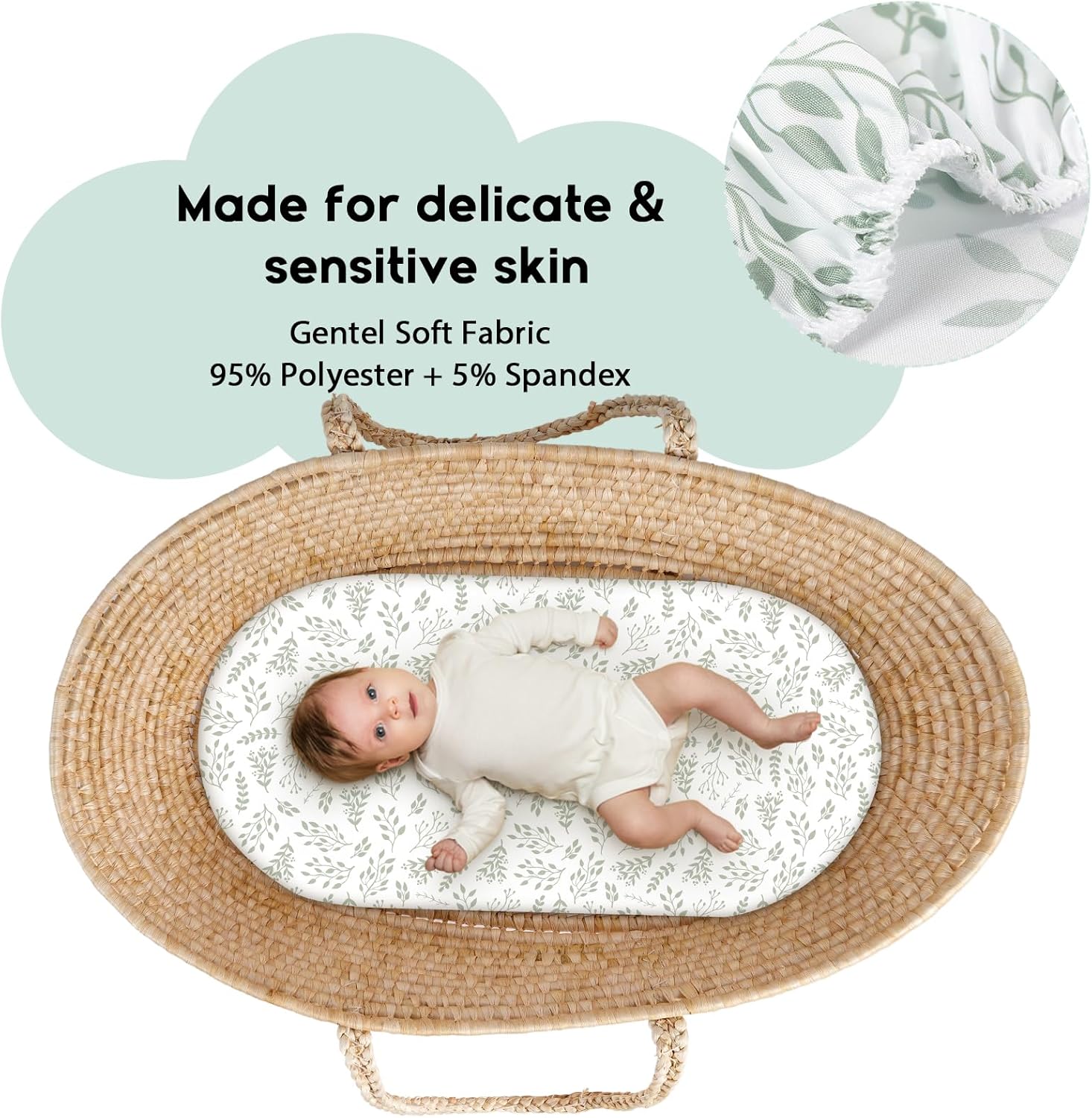 Yoofoss Baby Pram Sheets, Ultra Soft Newborn Sheets for Moses Basket, High-Quali...