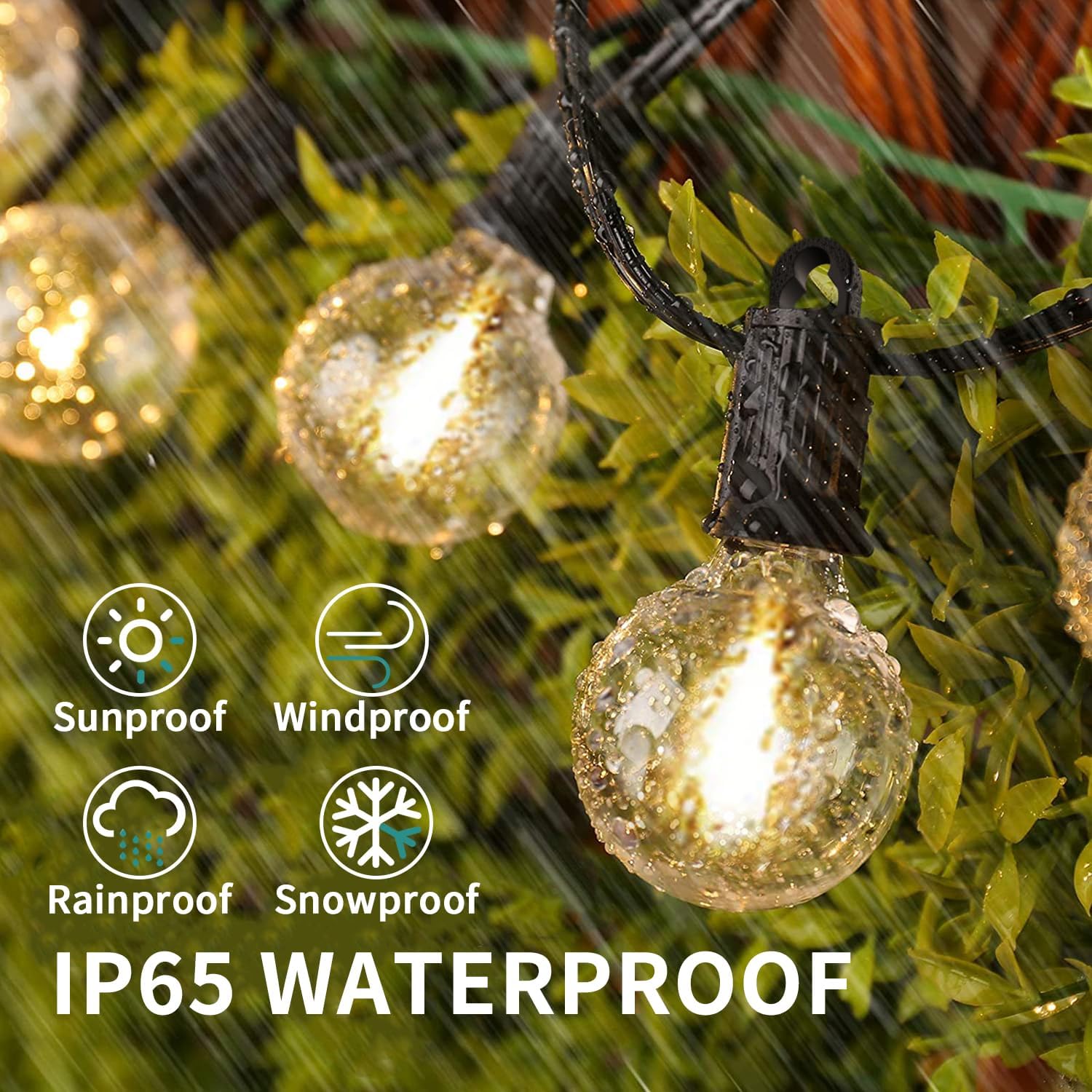 ZOTOYI 100Ft Outdoor String Lights LED Mains Powered, Waterproof IP65 G40 Globe...