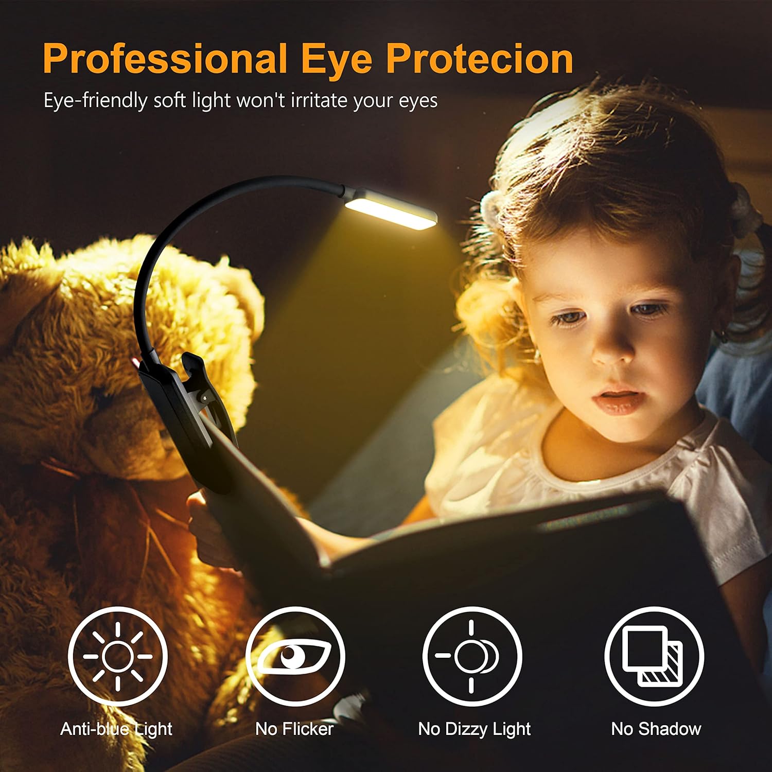 Gritin 9 LED Clip on Book Light, 3 Eye-Protecting Modes Flexible Reading Light B...