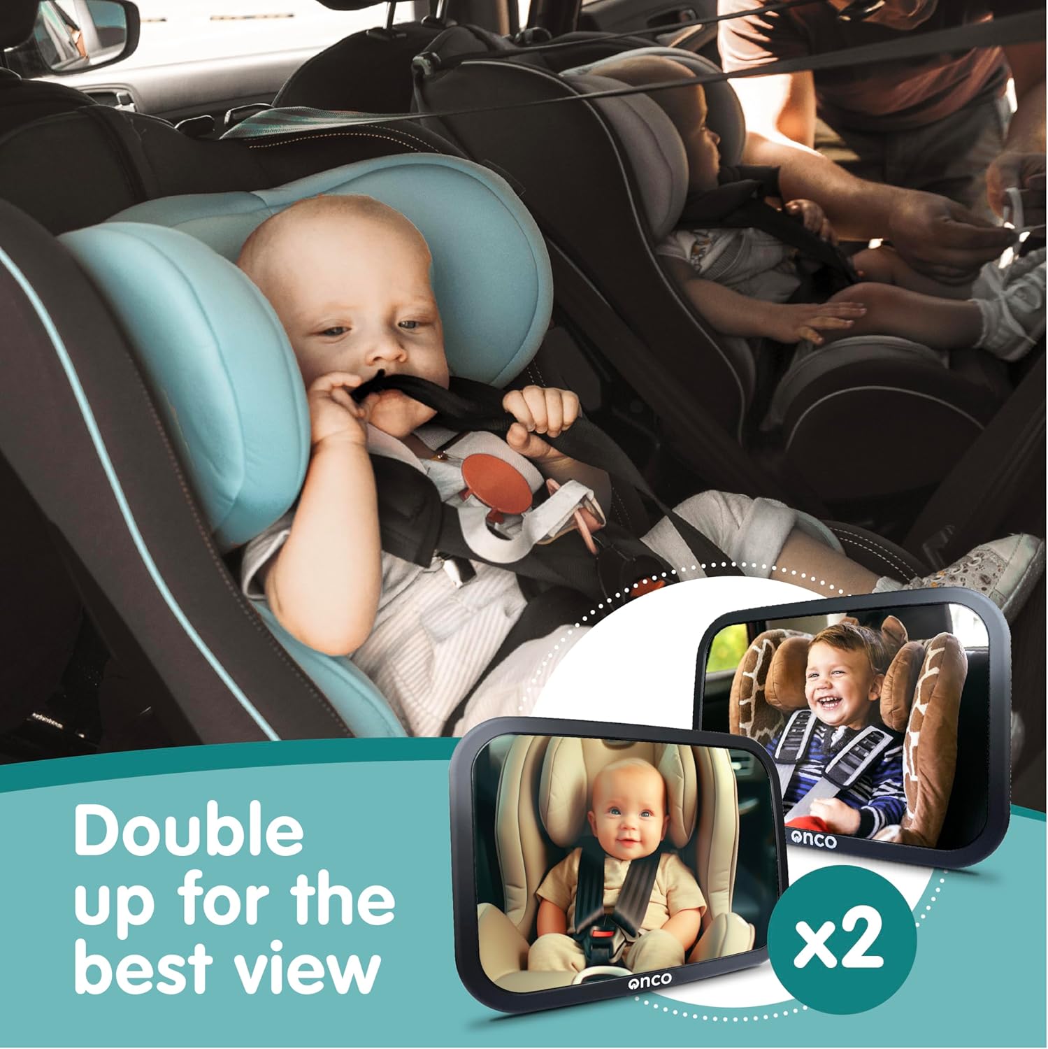 Onco Baby Car Mirror (2 Pack) - 100% Shatterproof & Shakeproof, Award-Winning Ca...