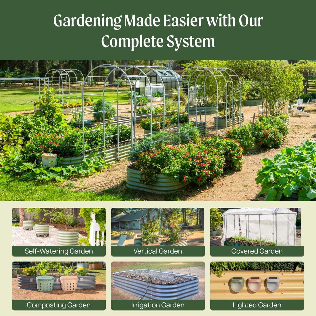 Vego garden Raised Garden Bed Kits, 17" Tall 9 in 1 8ft X 2ft Metal Raised Plant...