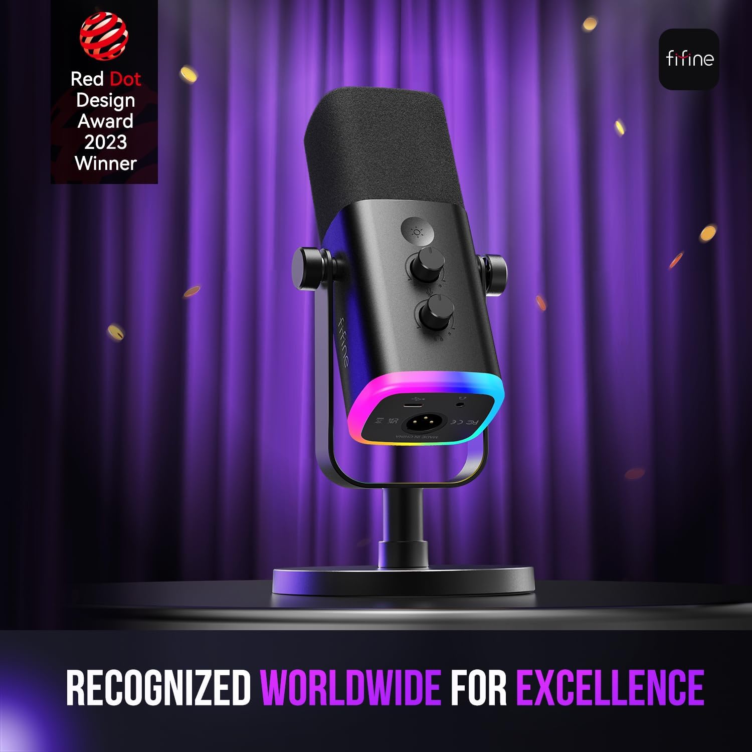 FIFINE USB/XLR Dynamic Microphone for Podcast Recording, PC Computer Gaming Stre...