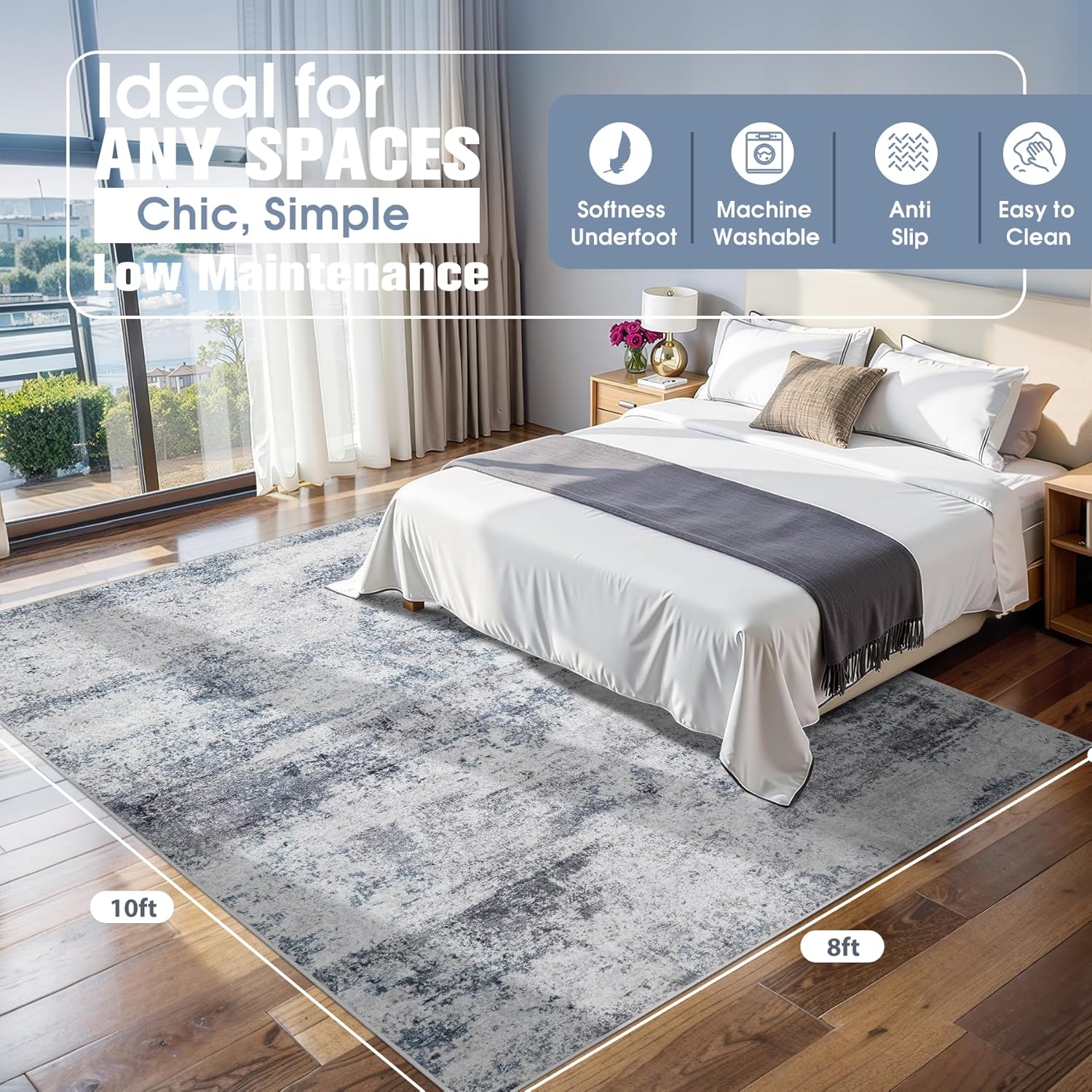 8x10 Area Rugs for Living Room Rug Washable: Abstract Large Rug for Dining Room...