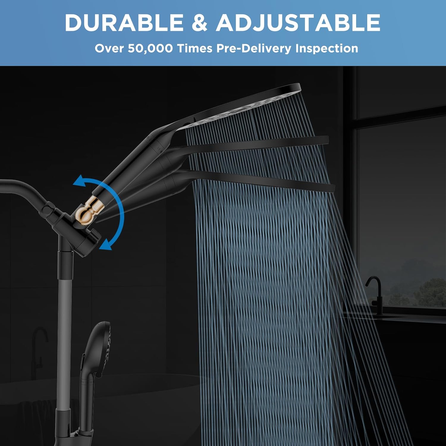 MakeFit Dual Filtered Rain Shower Head Combo, High Pressure Handheld Shower Head...