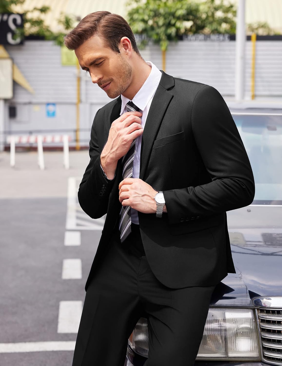 COOFANDY Men's 2 Piece Suits Classic Fit 2 Button Dress Suits Tuxedo Jacket Blaz...