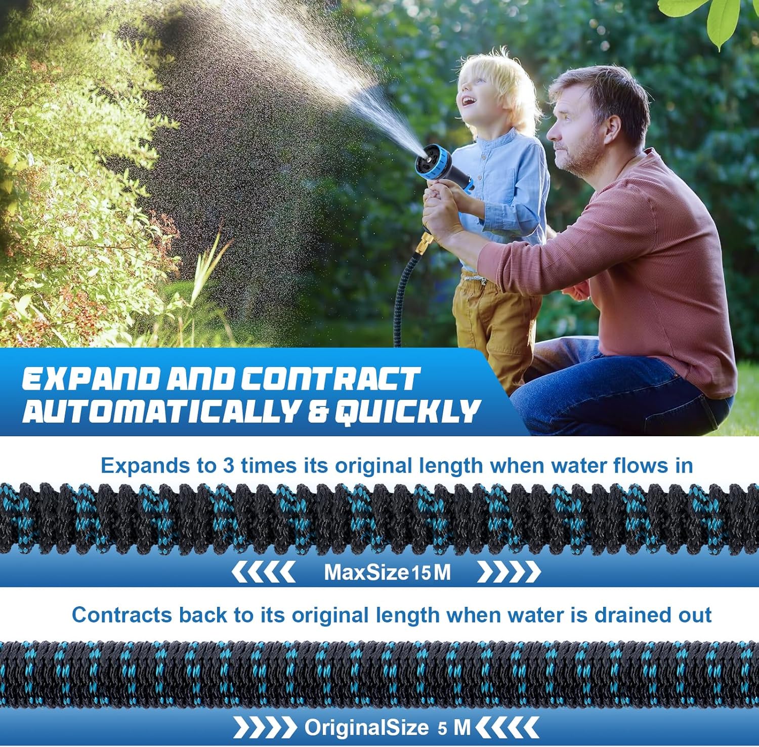 Jsdoin Expandable Garden Hose Pipe, Innovative Flexible Expanding Magic Hose for...