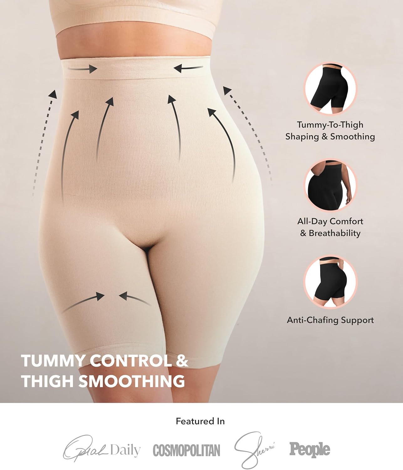 SHAPERMINT Shapewear for Women - High-Waisted Shapewear Tummy Control Shorts, Th...