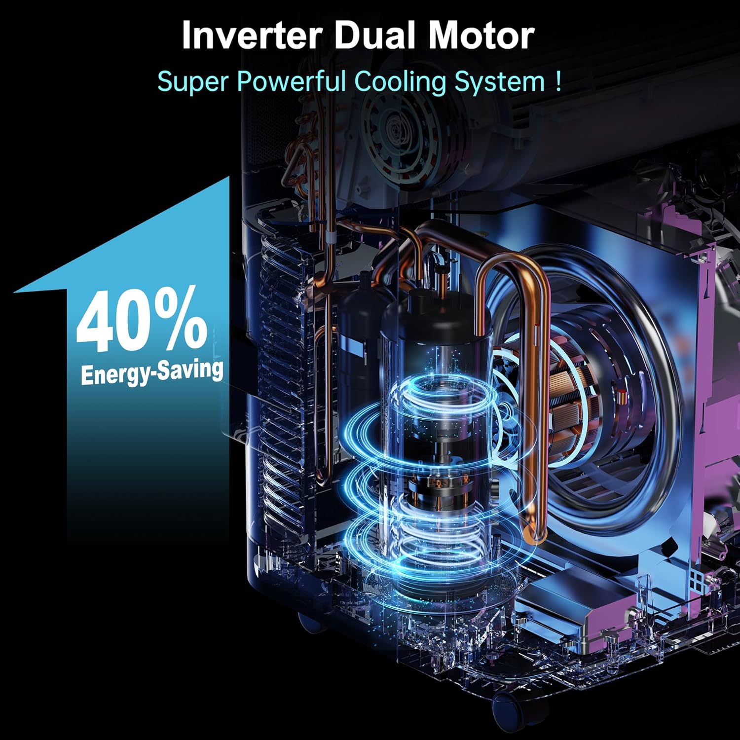 Inverter 16000BTU Portable Air Conditioners with Remote, Free Stand Cooling Port...